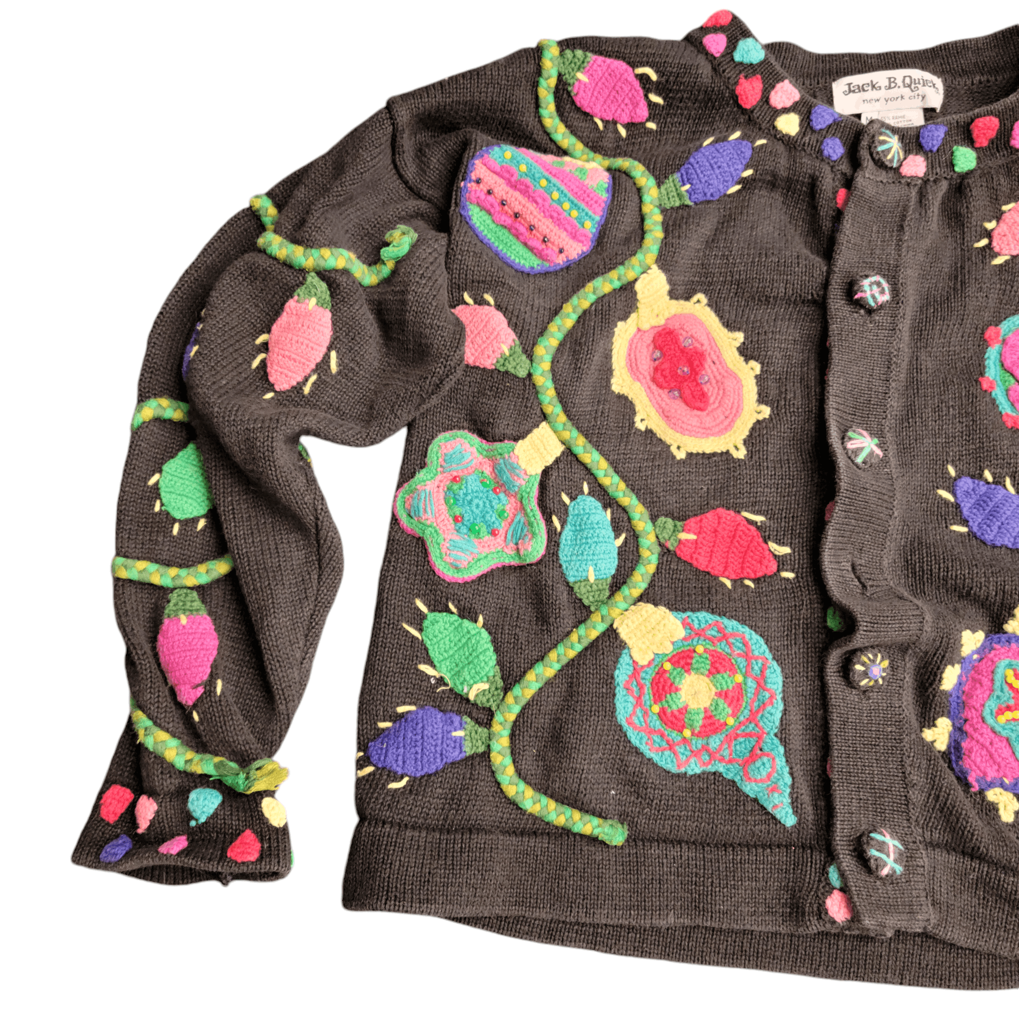 NBDN Nobrandedon Ugly Christmas Sweater Black Crochet Design Offensive Size M / US 6-8 / IT 42-44 - 9 Thumbnail