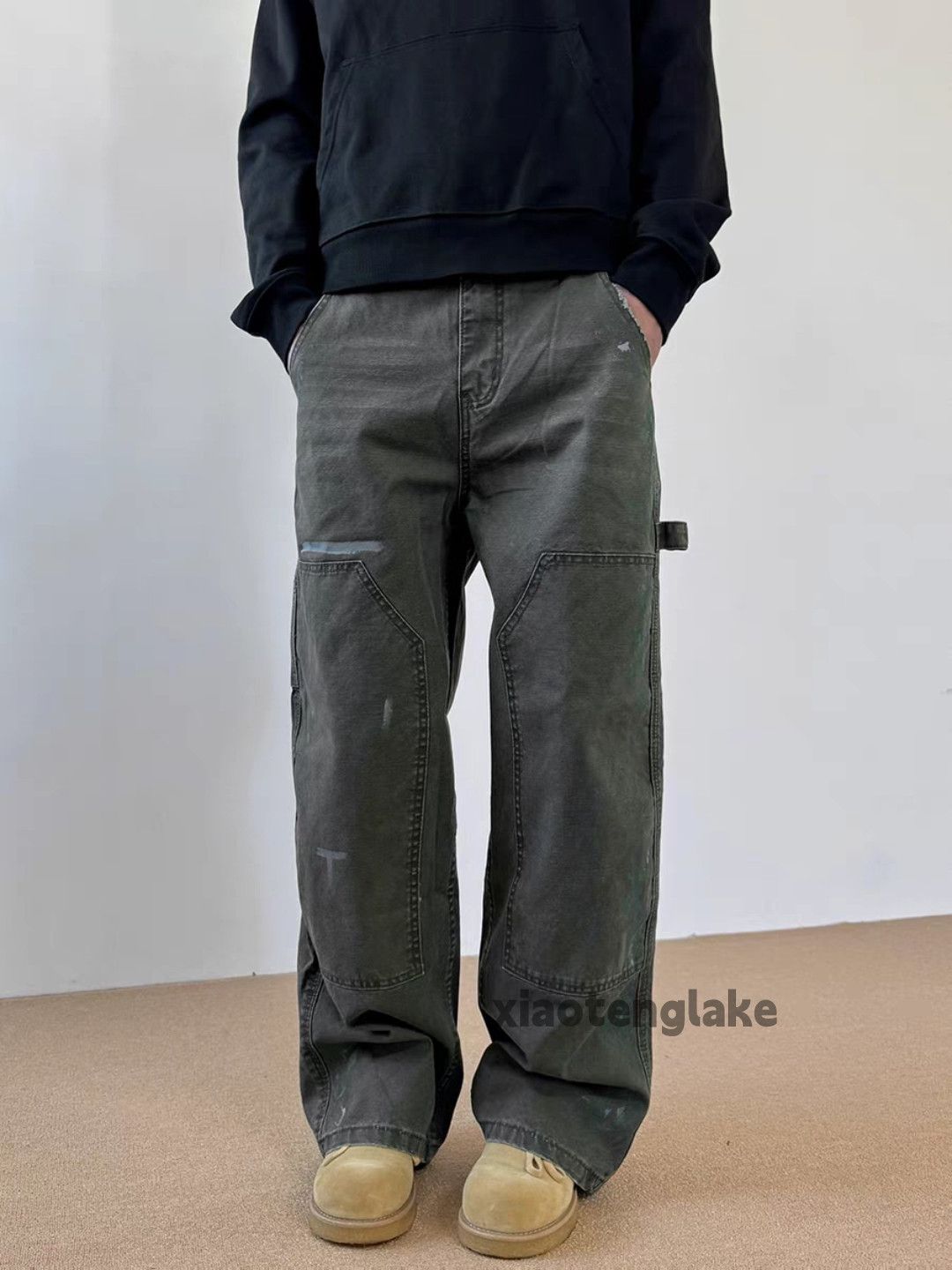 Designer × Japanese Brand × Vintage washed faded loose baggy skate carpenter paint pants Size US 30 / EU 46 - 1 Thumbnail