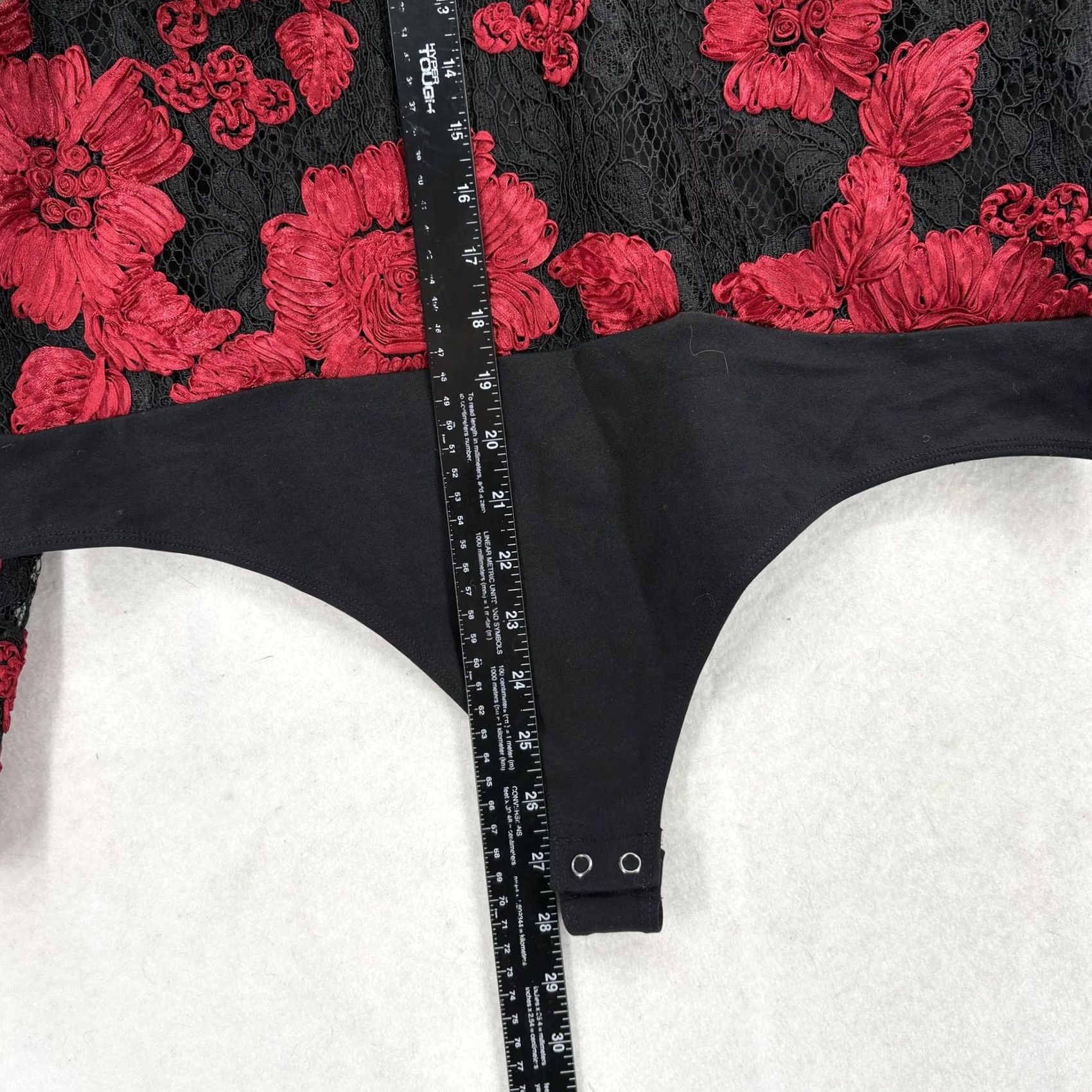 Express Express Bodysuit Womens XL Red Lace Floral Long Sleeve V Neck Embroidered NWT Size XL / US 12-14 / IT 48-50 - 7 Thumbnail