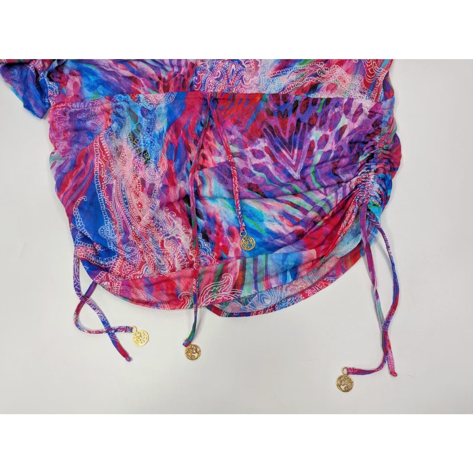 Vintage Luli Fama Cover Up Dress Kimono Boat Neck Shocking Paisley Swim Beach Large Size L / US 10 / IT 46 - 3 Thumbnail