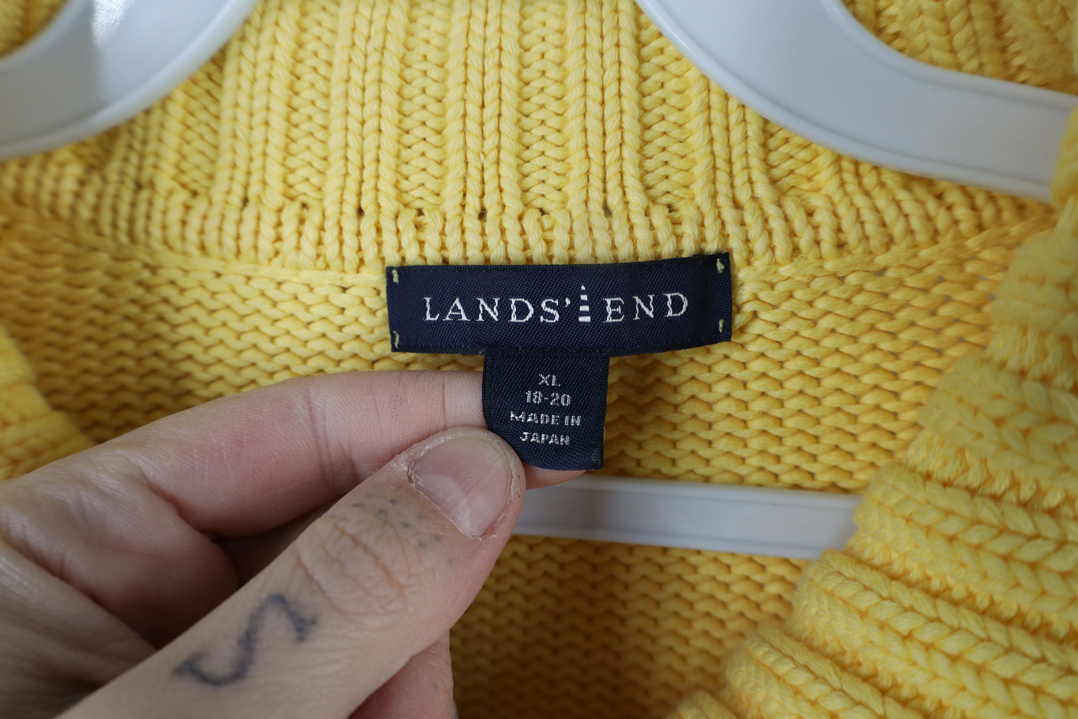 Lands' End × Vintage Vintage 90s Lands End Knit Cardigan Sweater Yellow Japan Size XL / US 12-14 / IT 48-50 - 5 Thumbnail