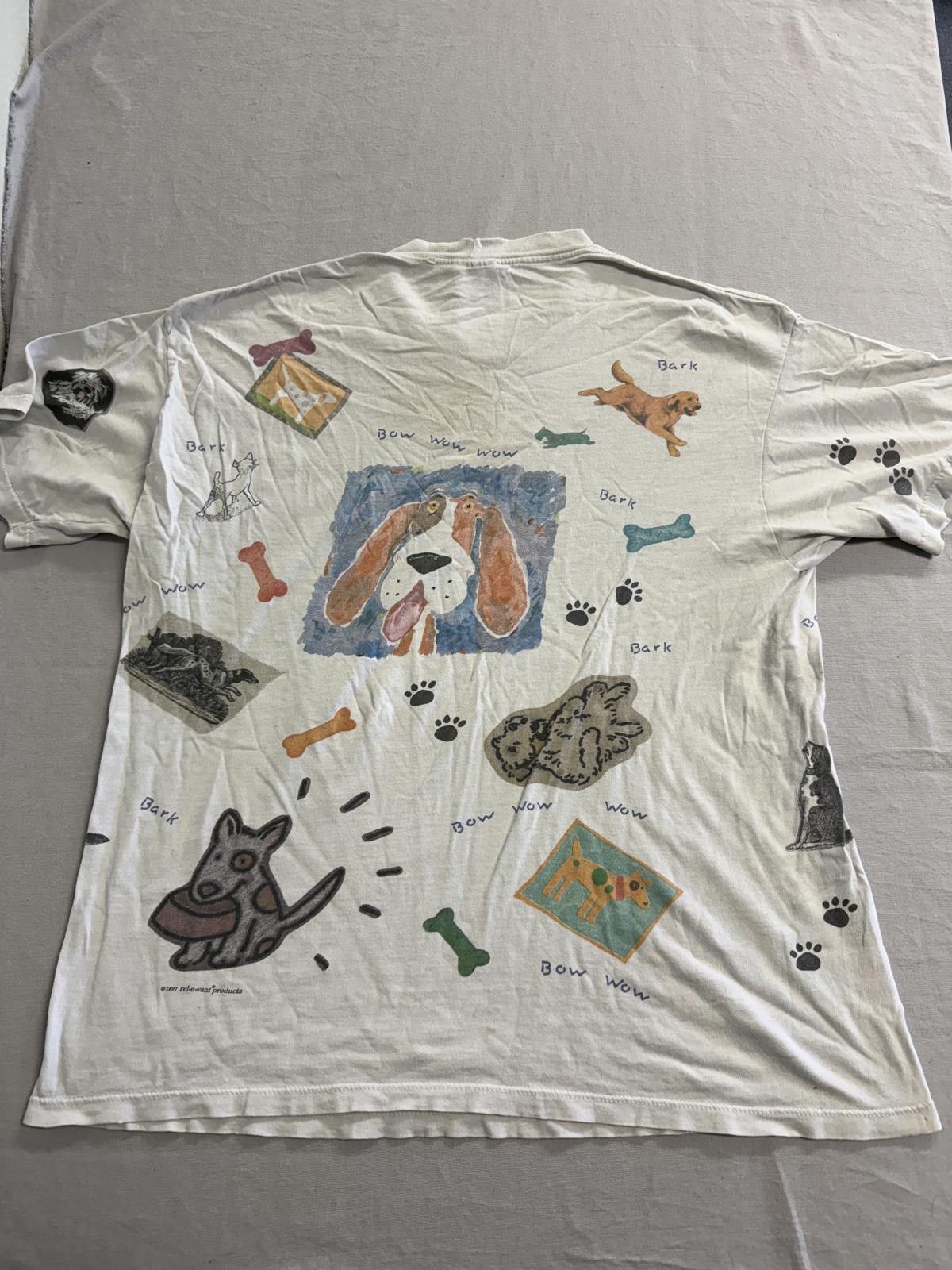 Designer Vintage Dog Art AOP T-shirt 1997 Rel-e-Vant Tees Bow Wow L Size US XL / EU 56 / 4 - 2 Thumbnail