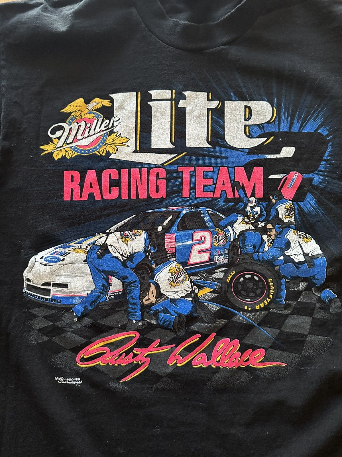 NASCAR × Vintage Vintage 90s Rusty Wallace Miller Lite Racing Team NASCAR Tee Size US XL / EU 56 / 4 - 3 Thumbnail