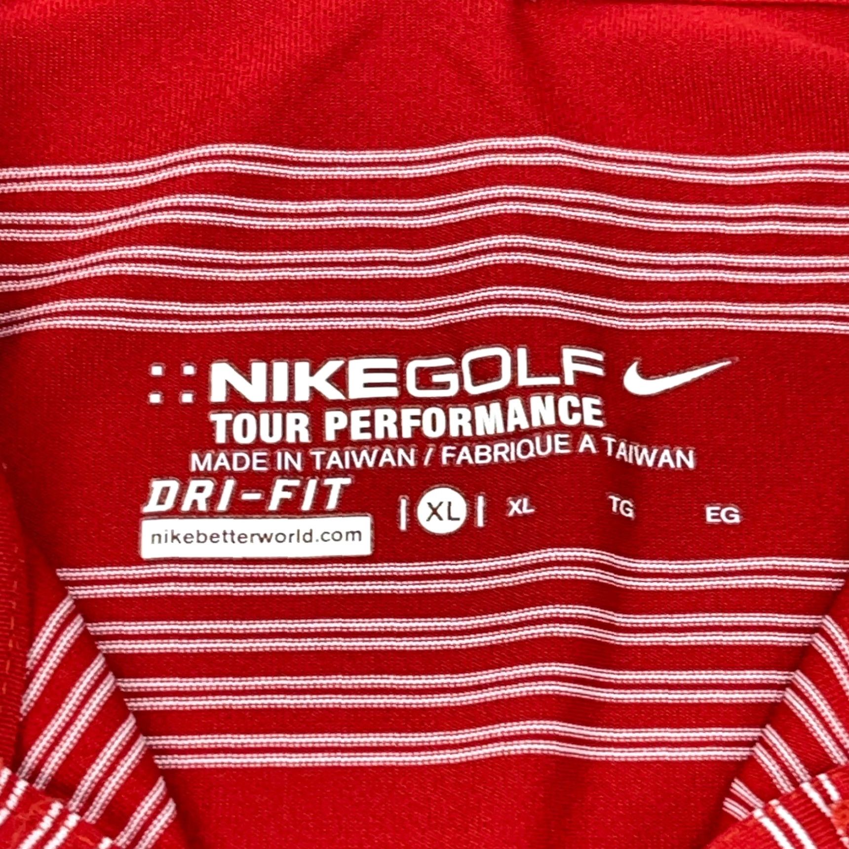 Nike VINTAGE Nike Polo Shirt Men XL Red White Striped Dri Fit Tour Performance Golf Wicking J Size US XL / EU 56 / 4 - 4 Thumbnail
