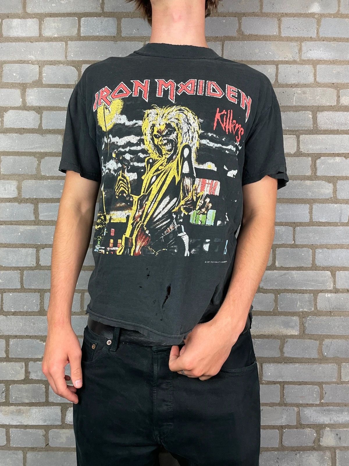 Iron Maiden 1997 Killers distressed faded bandtee T-shirt