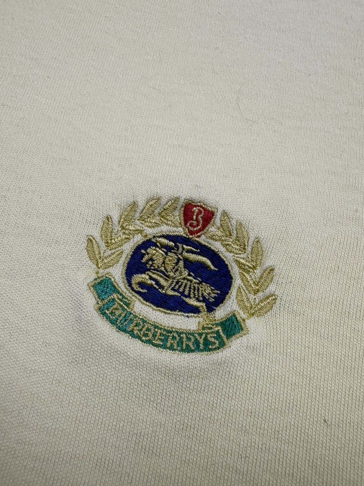Burberry 80s Vintage Burberrys London Polo Shirt Embroidered Crest Size US L / EU 52-54 / 3 - 6 Thumbnail