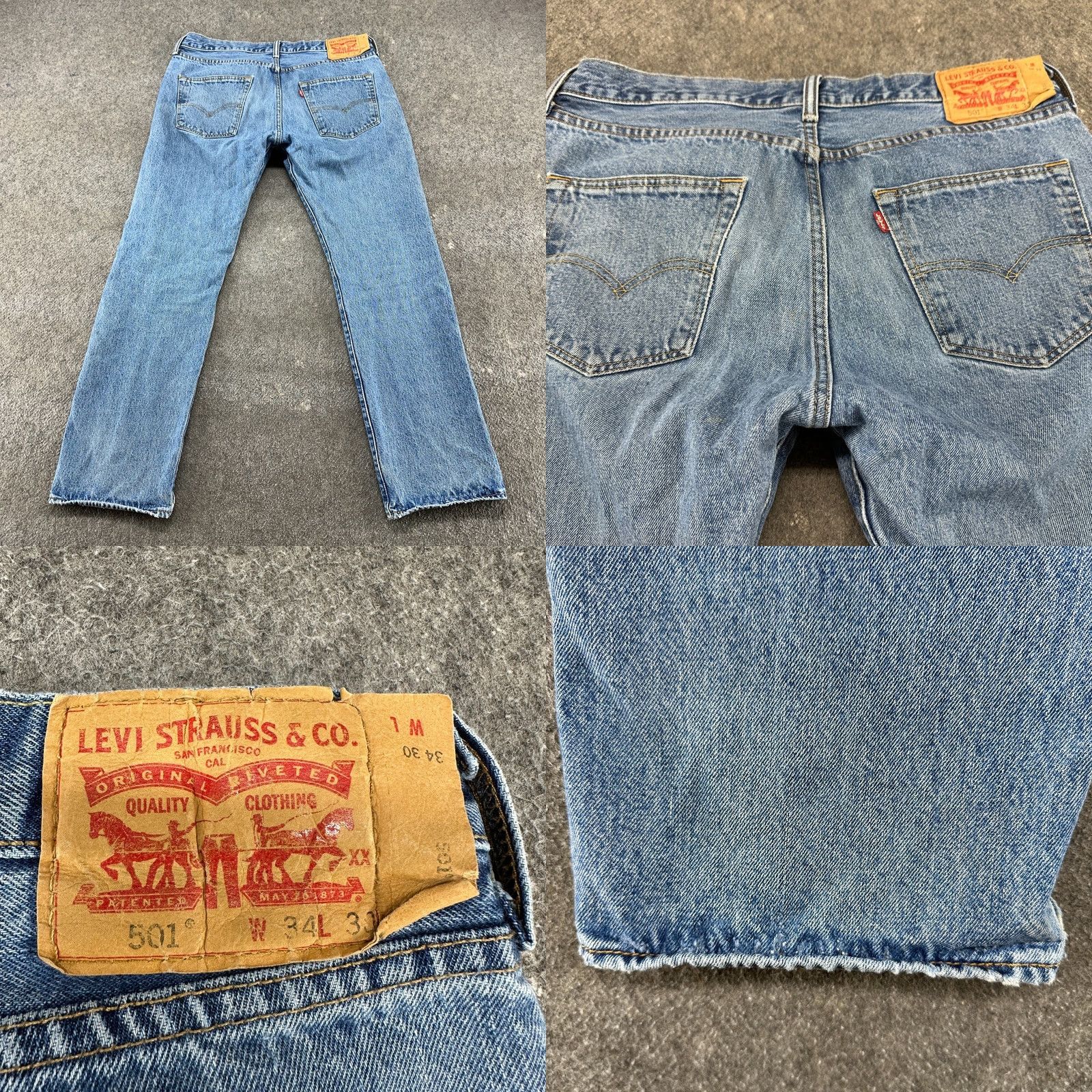 Levi's Levi's 501 Jeans Men 34x30 Regular Medium Wash Distressed Denim Straight Button Jeans Mens Regular Fit Vintage Retro Style - Levi's 501 Series Size US 34 / EU 50 - 9 Thumbnail