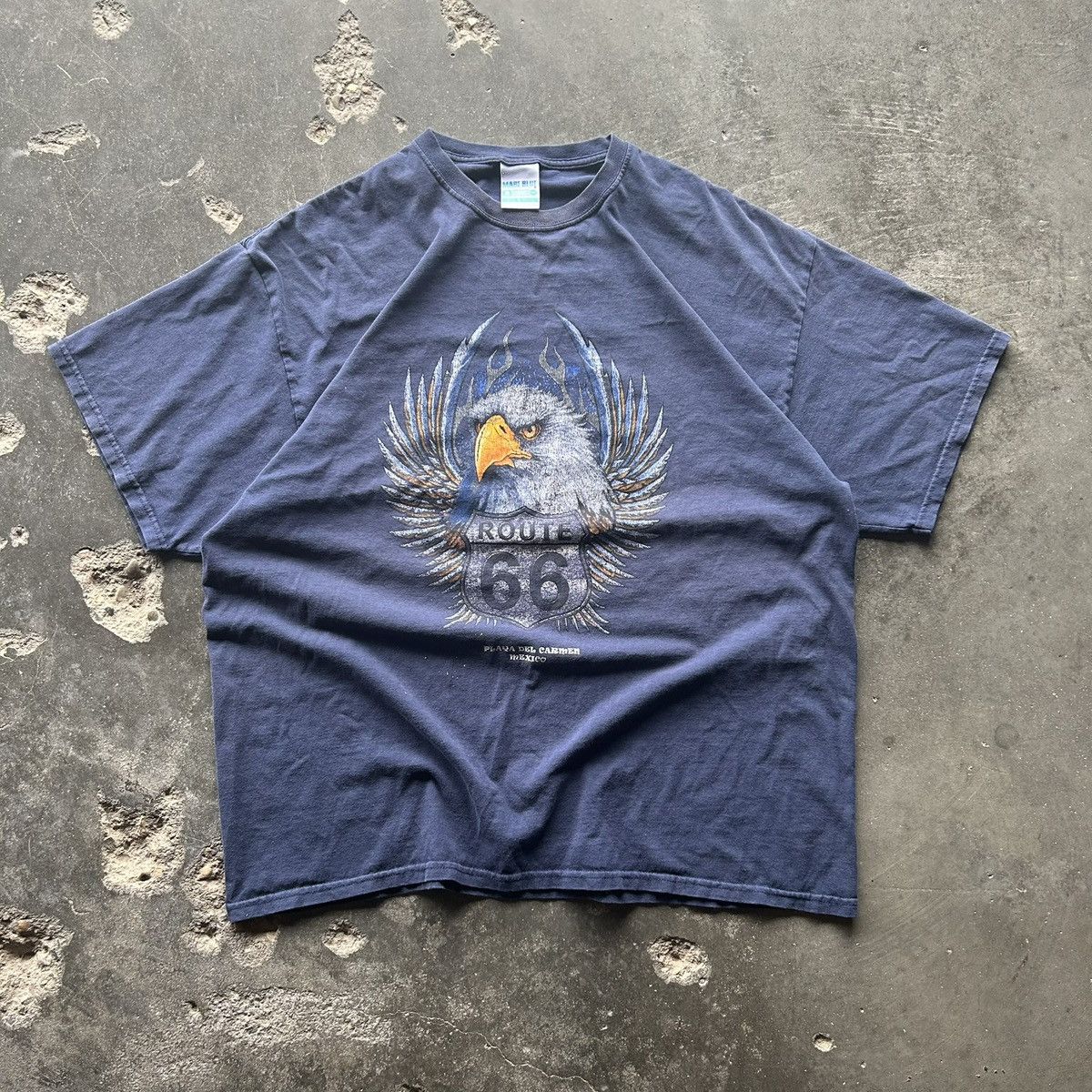 Band Tees × Vintage Vintage Faded Eagle Route 66 T Shirt Size US XXL / EU 58 / 5 - 1 Thumbnail
