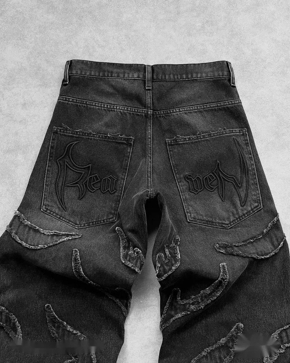 Japanese Brand Retro Black Baggy Jeans Size US 32 / EU 48 - 4 Thumbnail