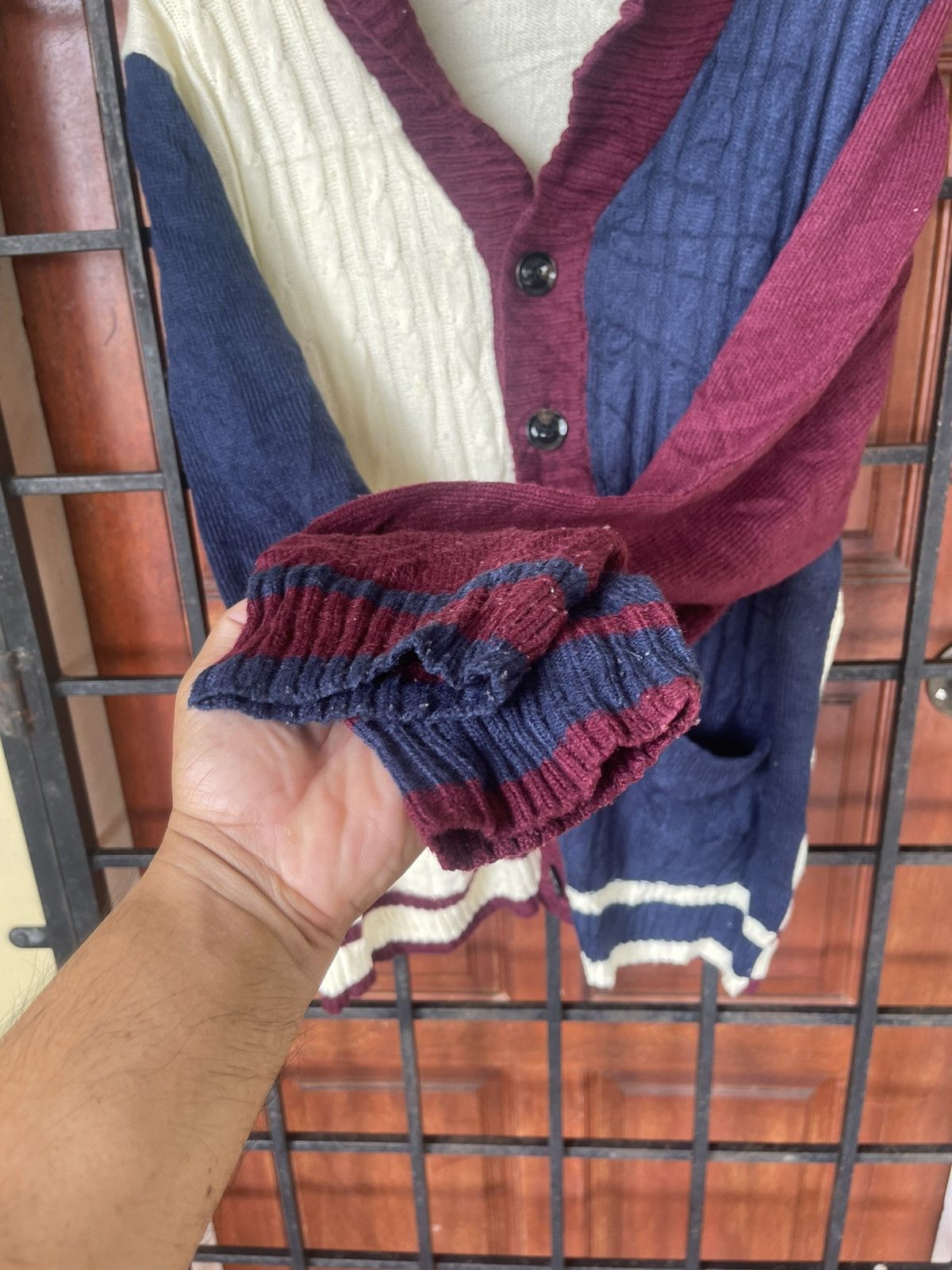 Aran Sweater Market × Japanese Brand Rare design BACK NUMBER KNIT SWEATER Size US XL / EU 56 / 4 - 6 Thumbnail