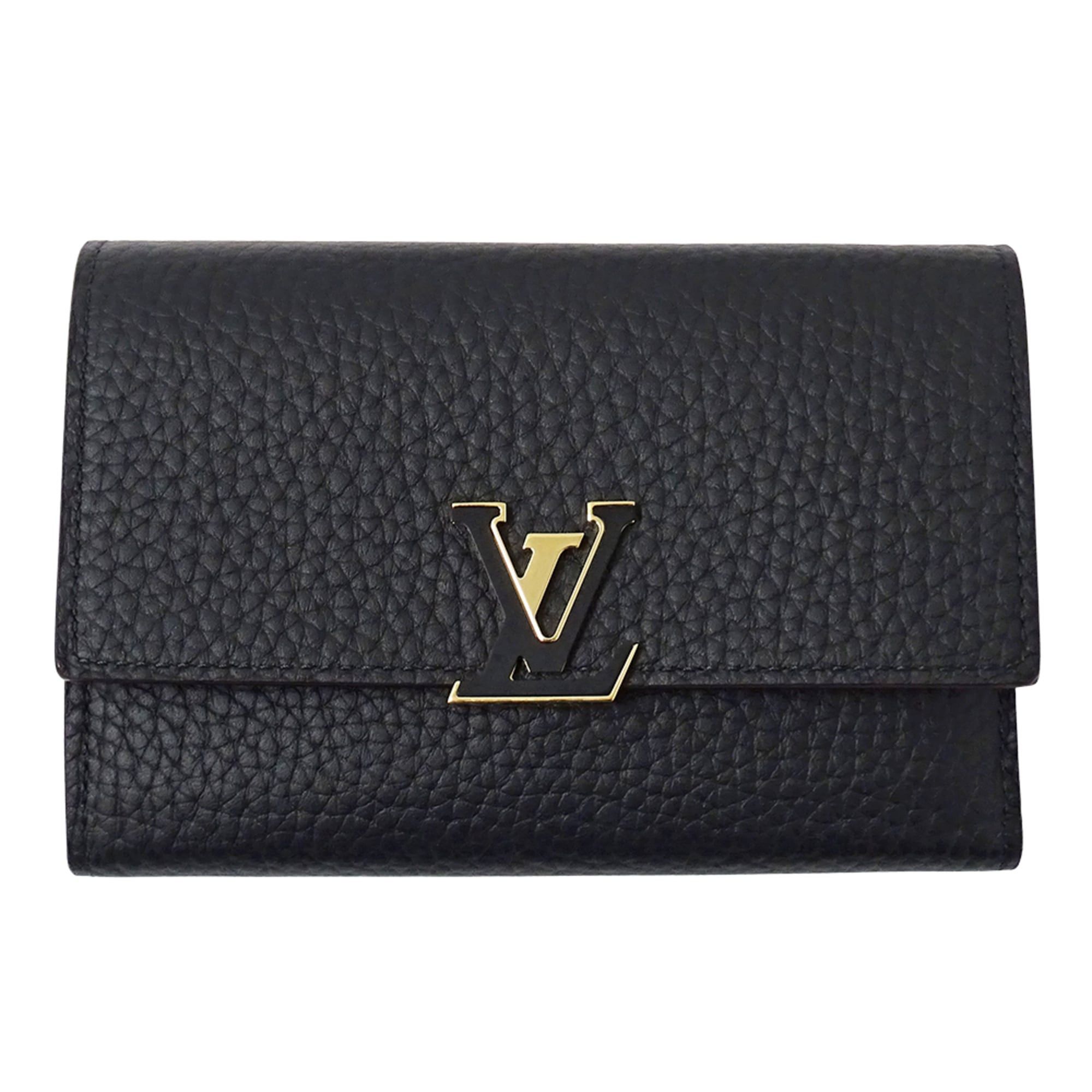 Louis Vuitton Louis Vuitton Women's Wallet, Brand Name, Bi-fold Portefeuille Capucines Compact, Taurillon Leather, Noir Hot Pink, M62157 Black Size ONE SIZE - 1 Thumbnail
