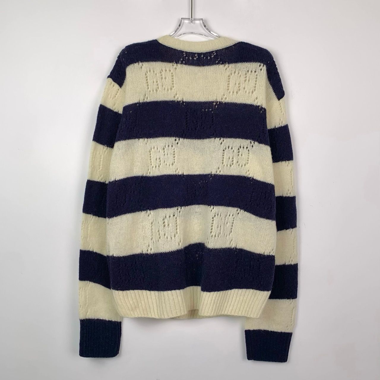 Gucci Gucci Tiger Embroidered Navy & Cream Striped Knit Sweater Size XL / US 12-14 / IT 48-50 - 2 Thumbnail