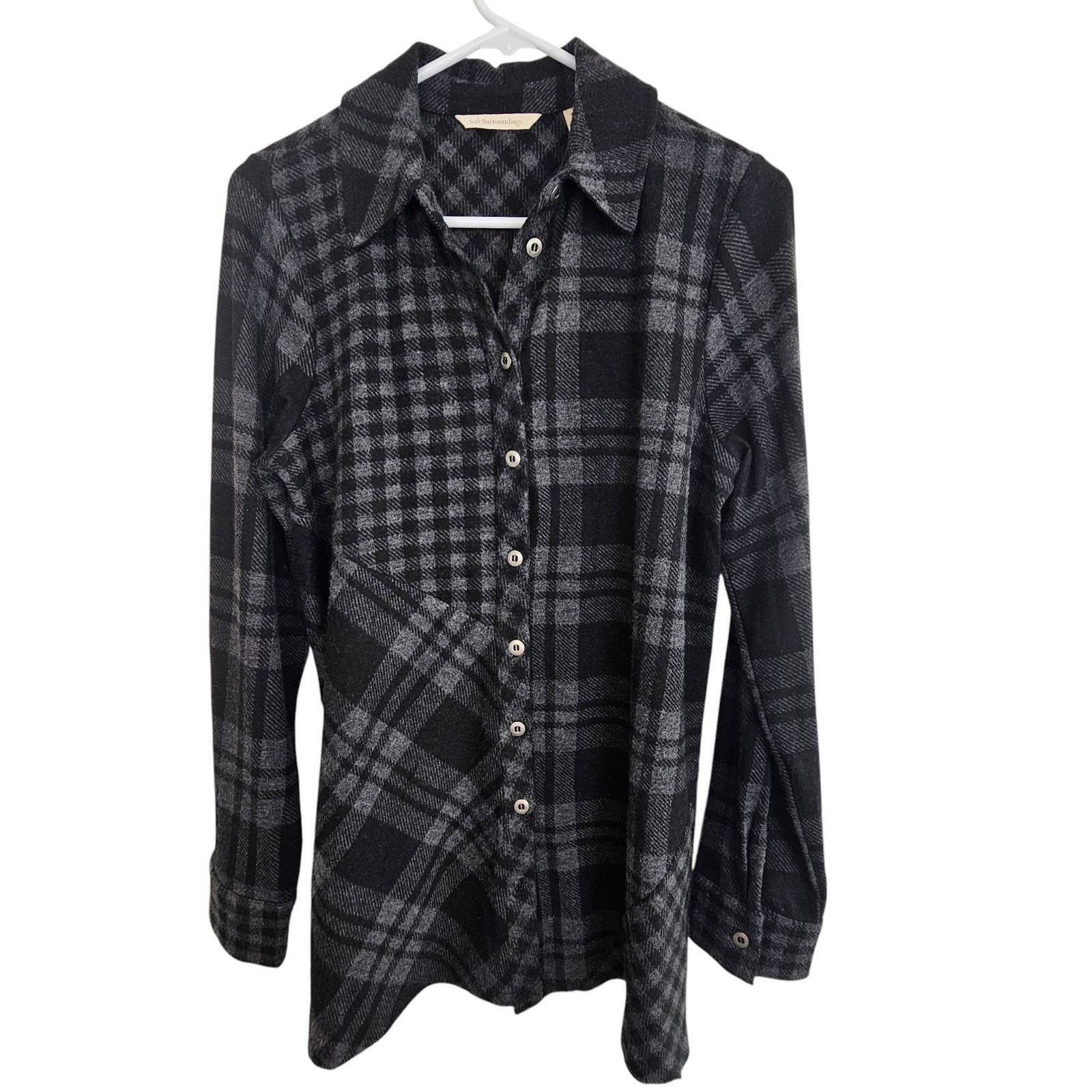 Soft Surroundings Soft Surroundings Womens Paramour Plaid Soft Knit Top Size S Size S / US 4 / IT 40 - 1 Thumbnail