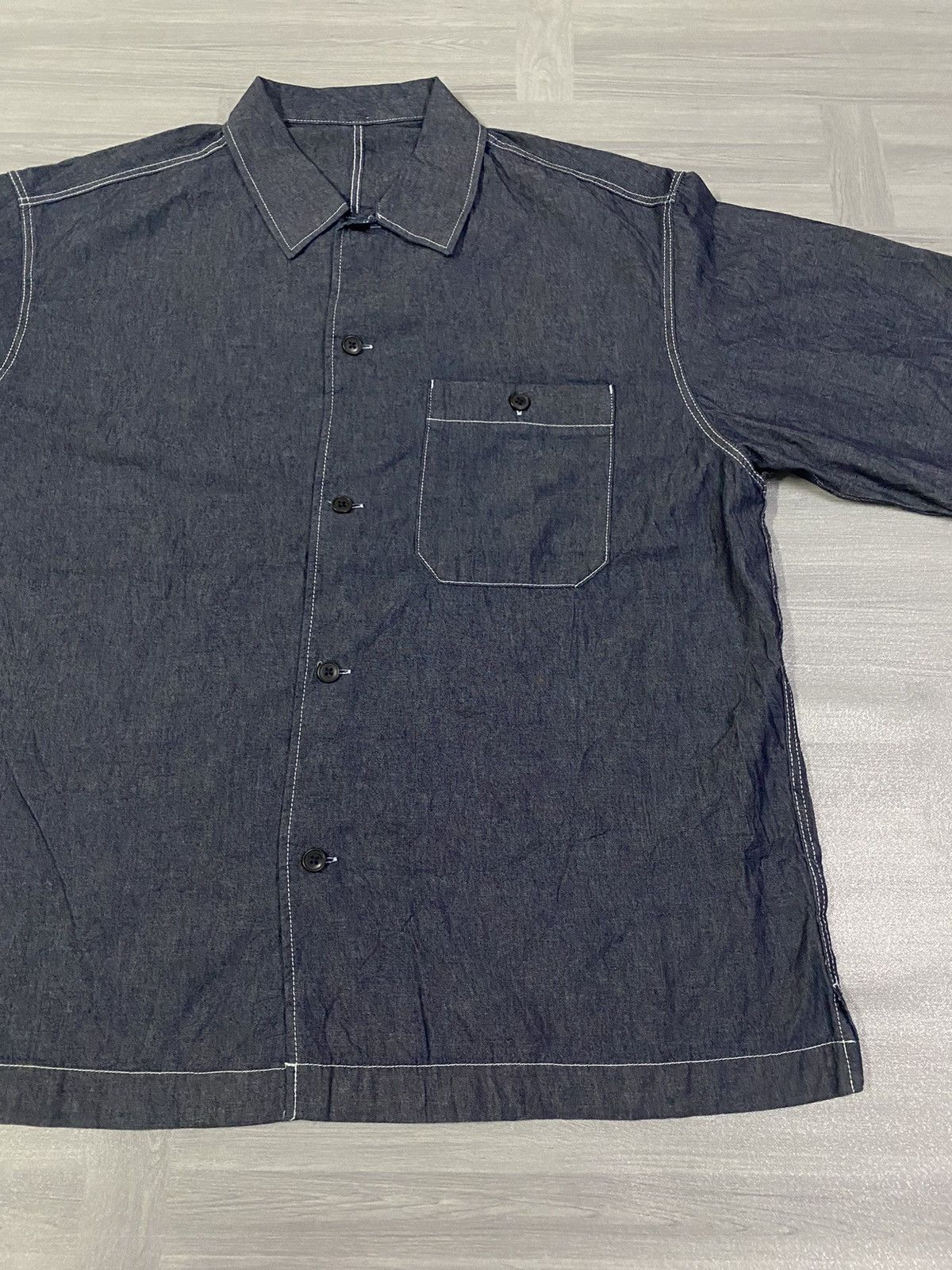 GU GU Denim Oversized Work T-Shirt Size US XL / EU 56 / 4 - 4 Thumbnail
