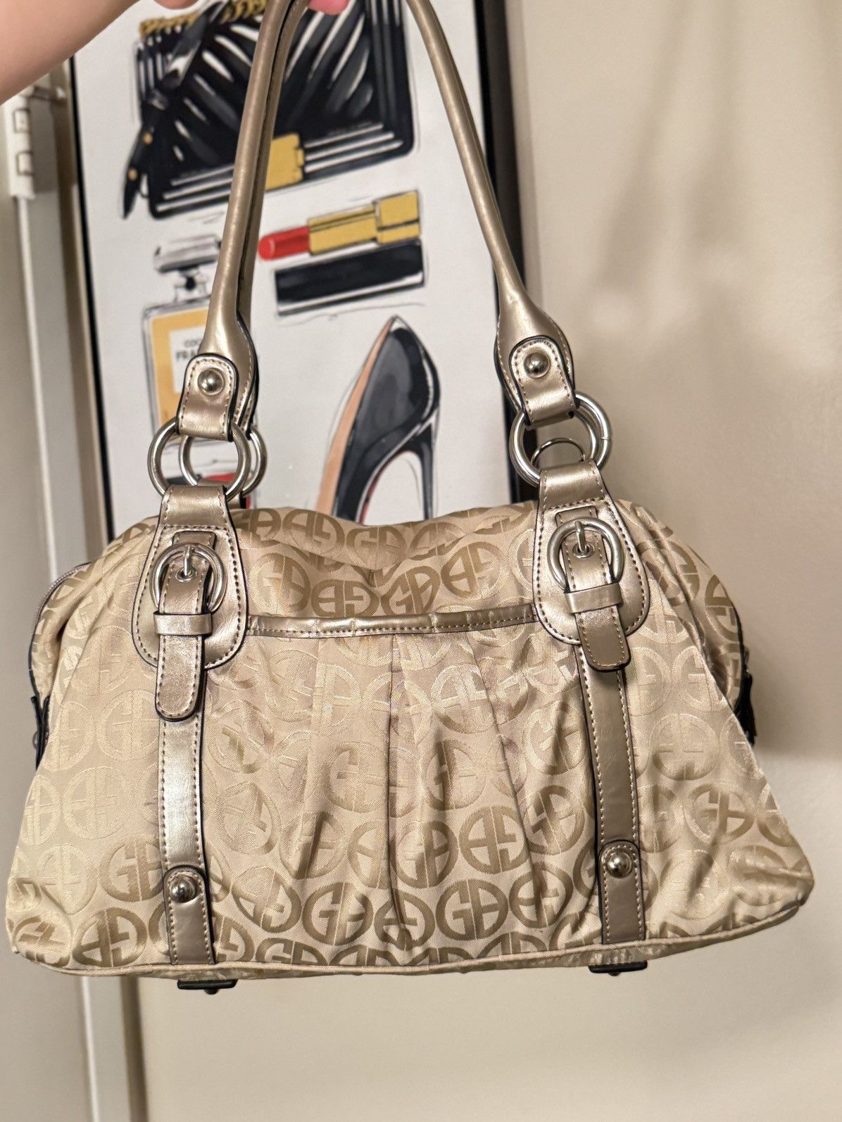 Giani Bernini Vintage Giani Bernini Gold Tan Monogram Handbag Size ONE SIZE - 1 Thumbnail