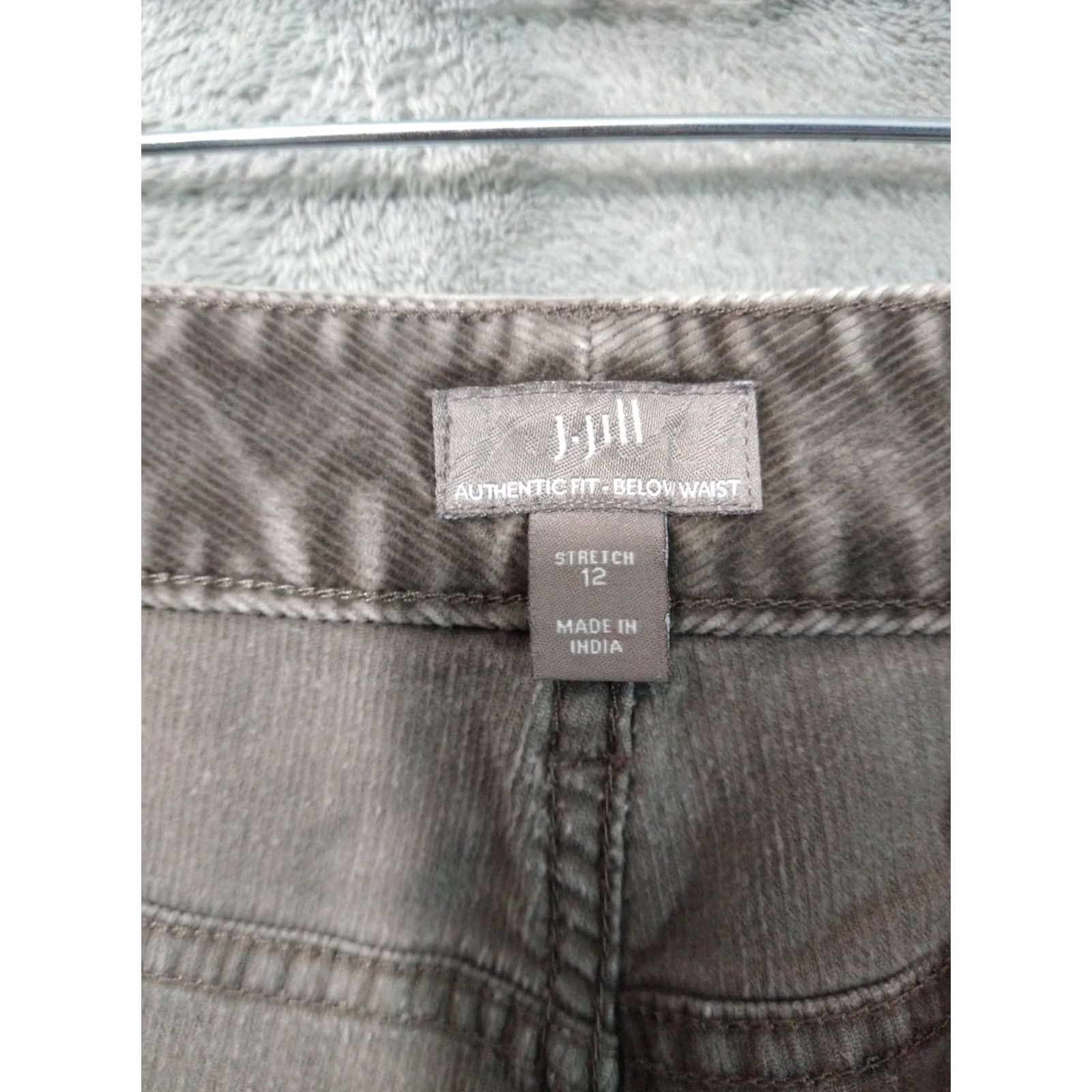 J. Jill J Jill Pants Women 12 Gray Corduroy Authentic Fit Flat Front Stretch Casual Chino Size 34" / US 12 / IT 48 - 7 Thumbnail