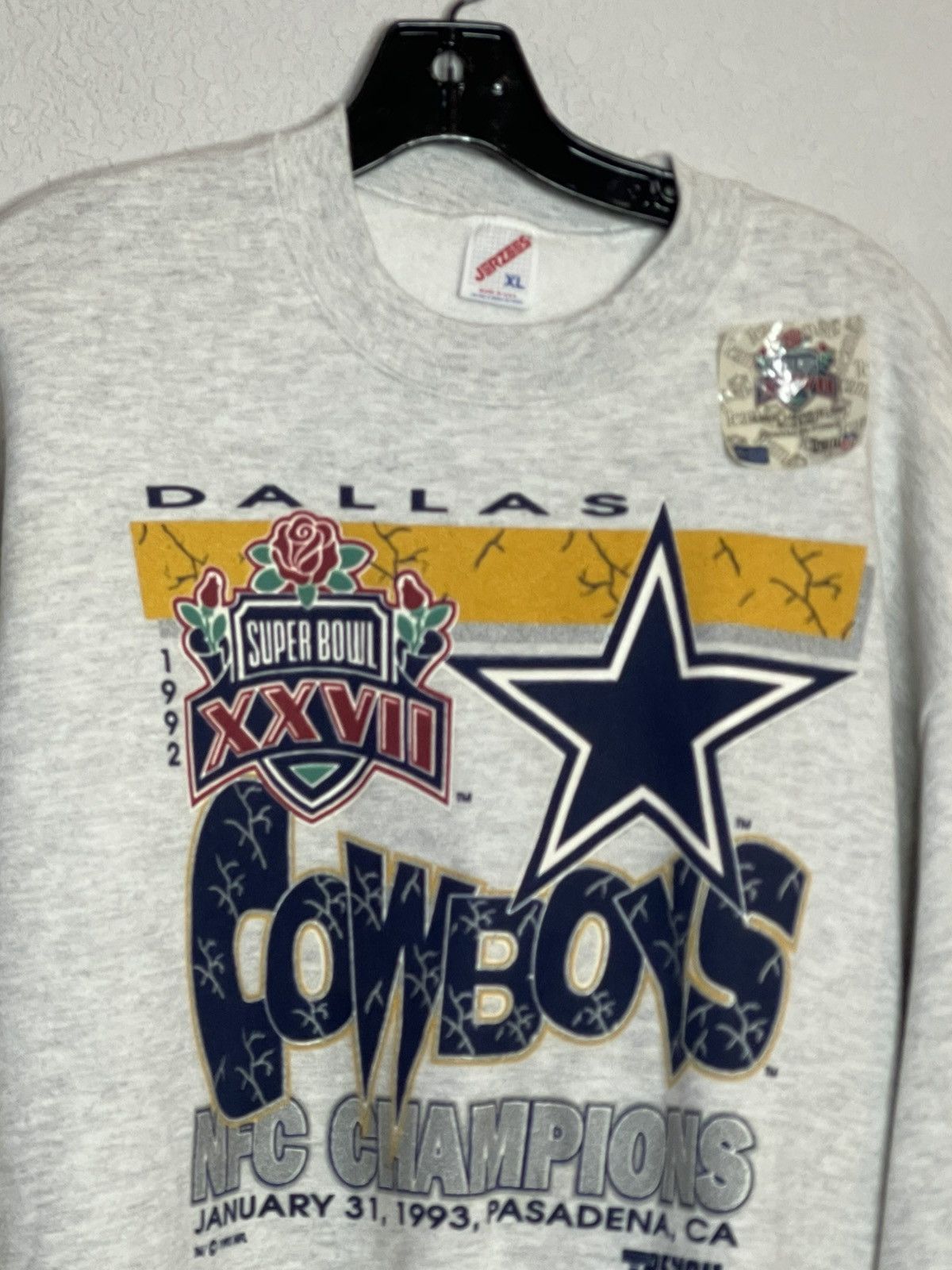 Jerzees Dallas Cowboys 1992 Super Bowl XXVII Sweater Deadstock NWT! Size US XL / EU 56 / 4 - 3 Thumbnail