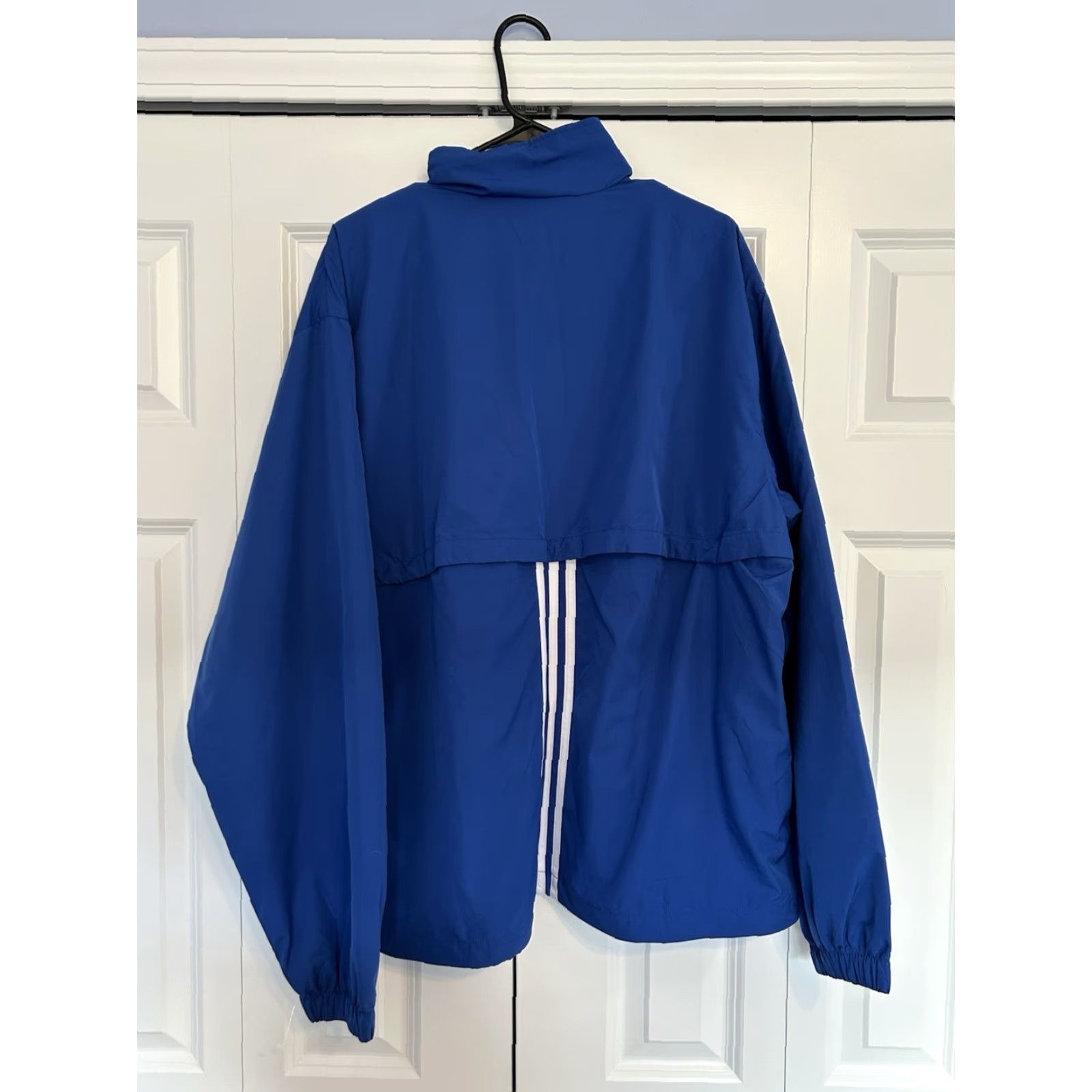 Adidas KU Kansas Adidas Windbreaker Pullover Mens XL Blue 1/4 Zip Jacket College Logo Windbreaker Lightweight Casual Regular Nylon Polyester Nylon Polyester Size US XL / EU 56 / 4 - 2 Thumbnail