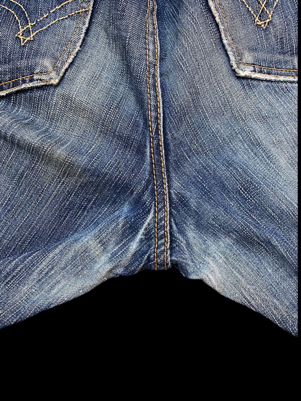 Edwin Vintage Edwin Blue Wash Distressed Flare Jeans Size 35" - 16 Thumbnail