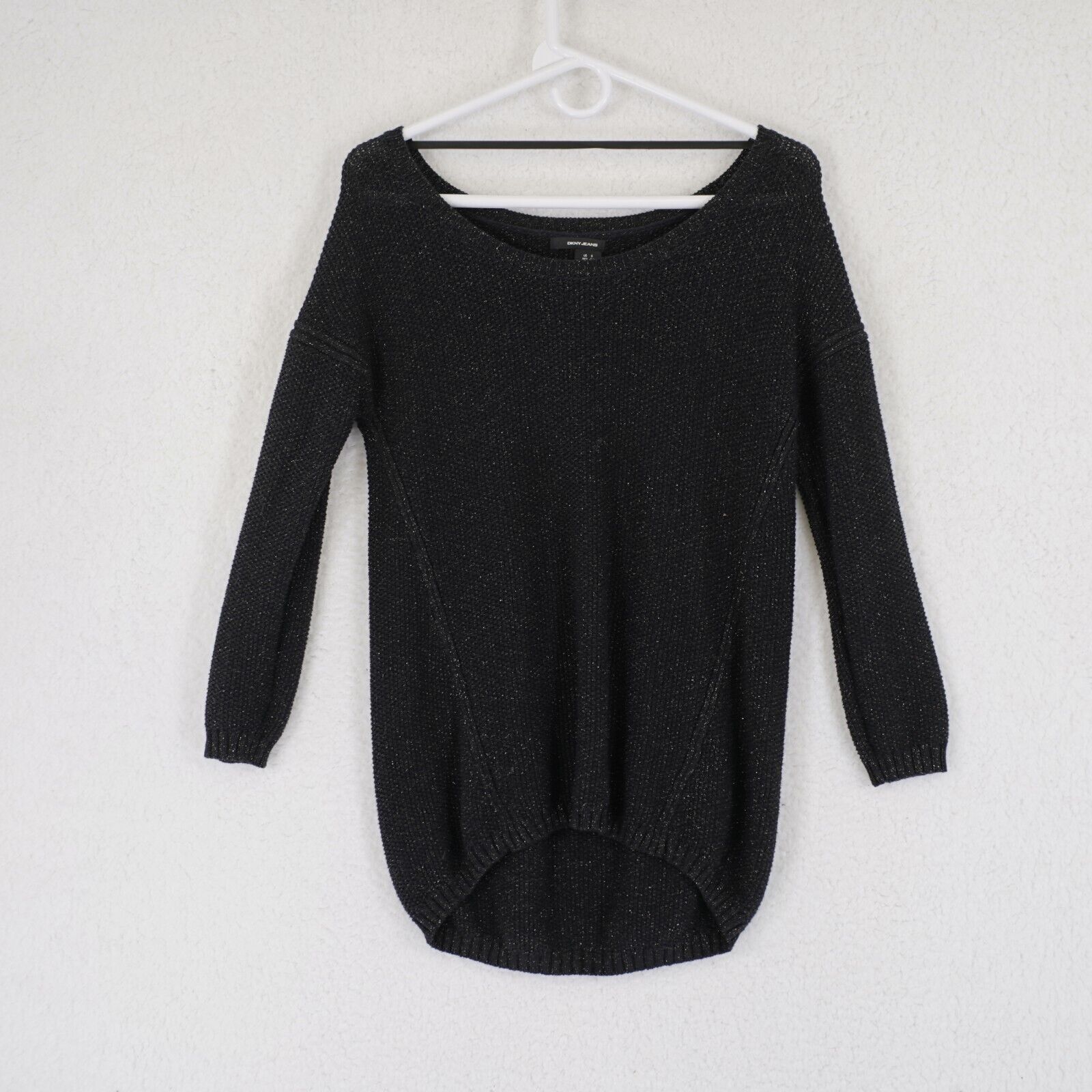DKNY DKNY Jeans Small Black W/ Metallic Gold Spec Scoop Neck Swea Size S / US 4 / IT 40 - 1 Thumbnail