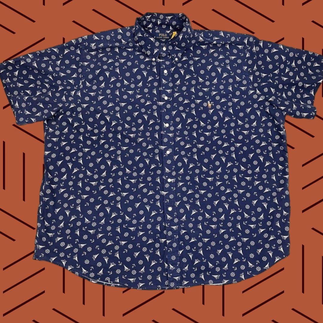 Polo Ralph Lauren VINTAGE is not applicable; use: Polo Ralph Lauren Shirt Mens 3XB Blue Nautical Yachting Button-Down Prep Shirt Size US XXL / EU 58 / 5 - 1 Thumbnail