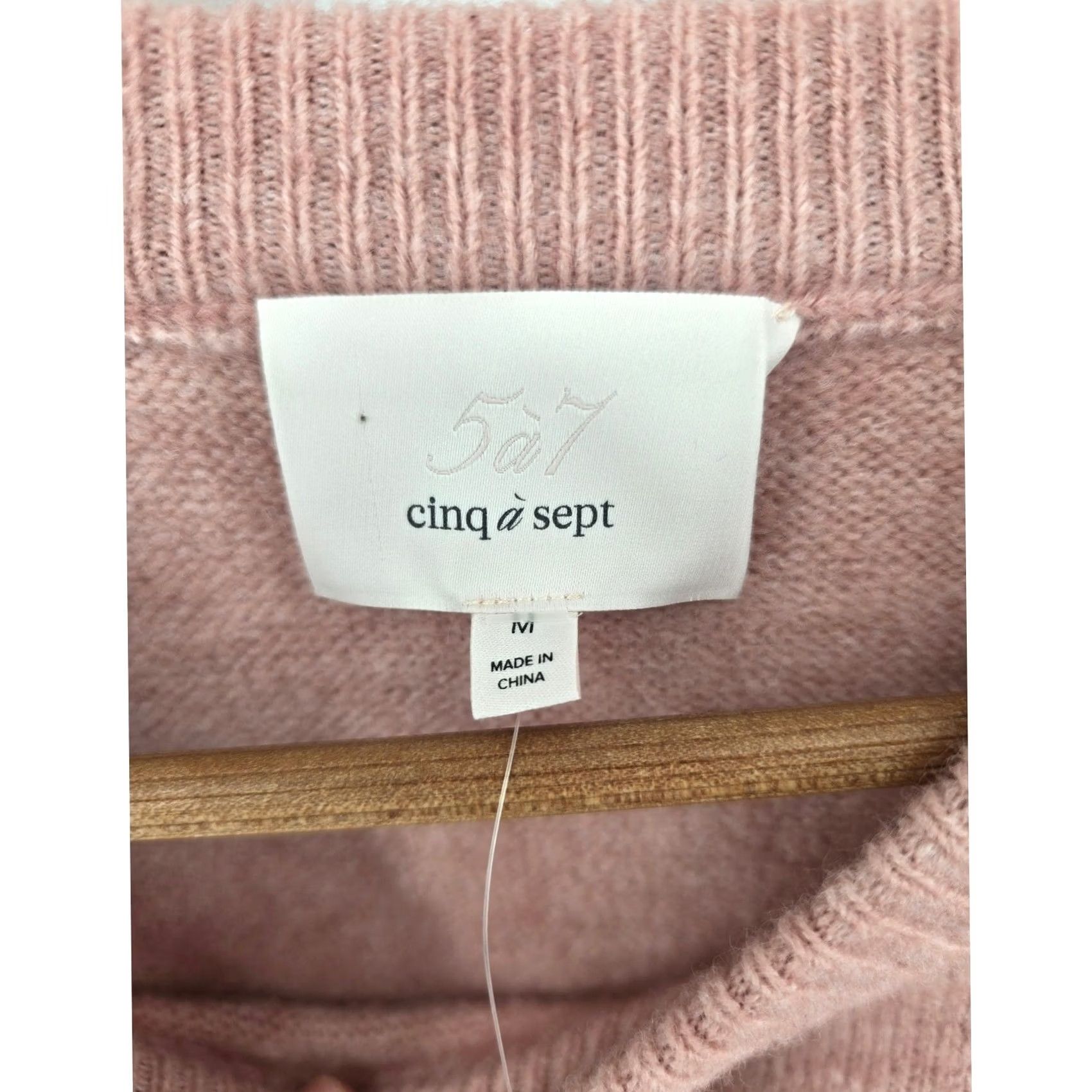 Cinq a Sept Cinq a Sept Merritt Pullover Womens Medium Peony Pink Crew Wool Blend Sweater Size M / US 6-8 / IT 42-44 - 2 Thumbnail