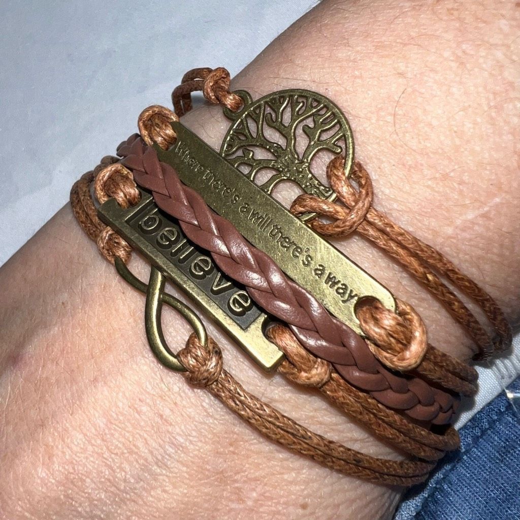 Other Multi Strand Leather and Brass Tone Sayings Bracelet Size ONE SIZE - 1 Thumbnail