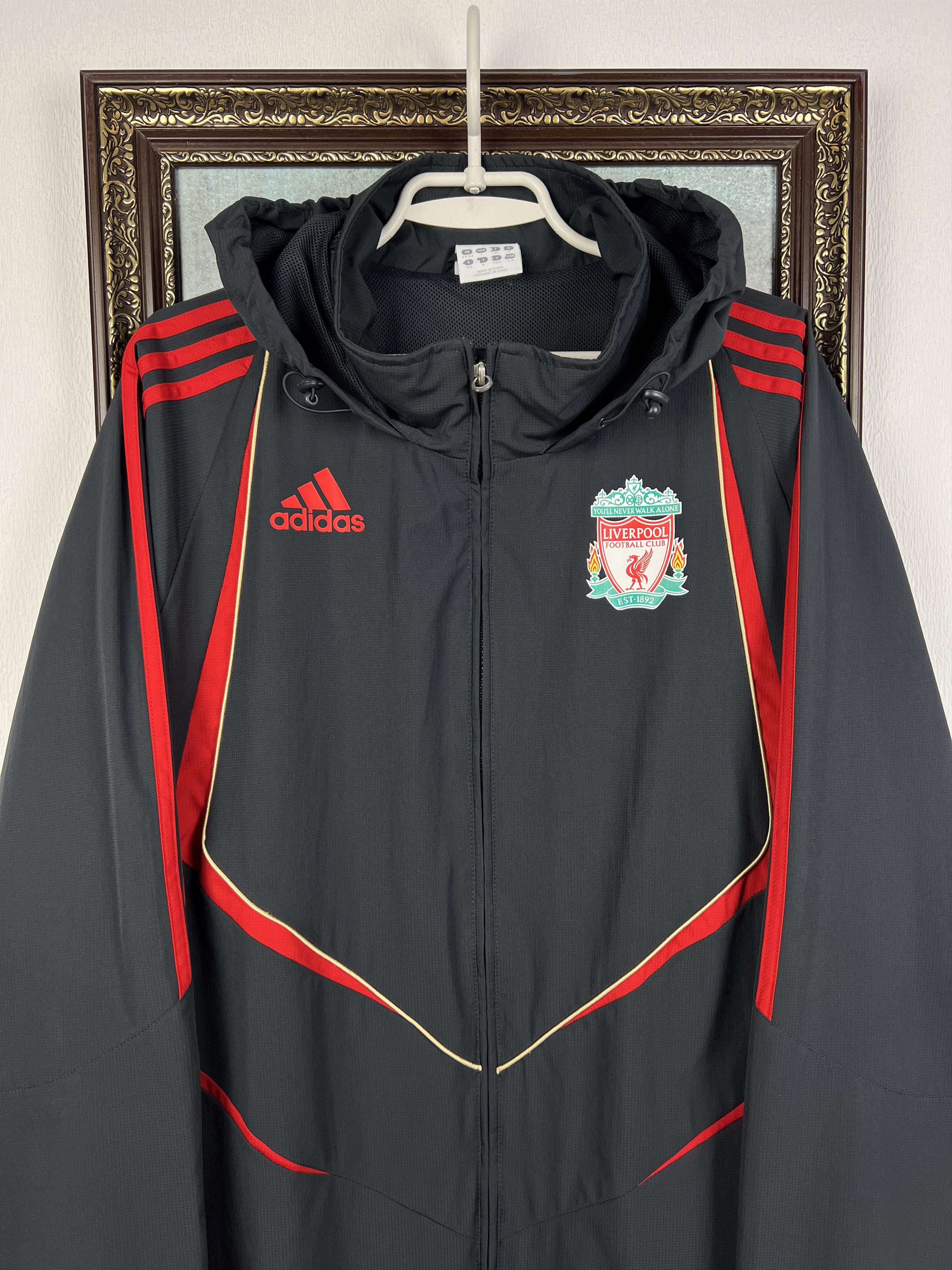Adidas Liverpool Football Jacket Soccer Track Hooded Windbreaker Size US XL / EU 56 / 4 - 2 Thumbnail