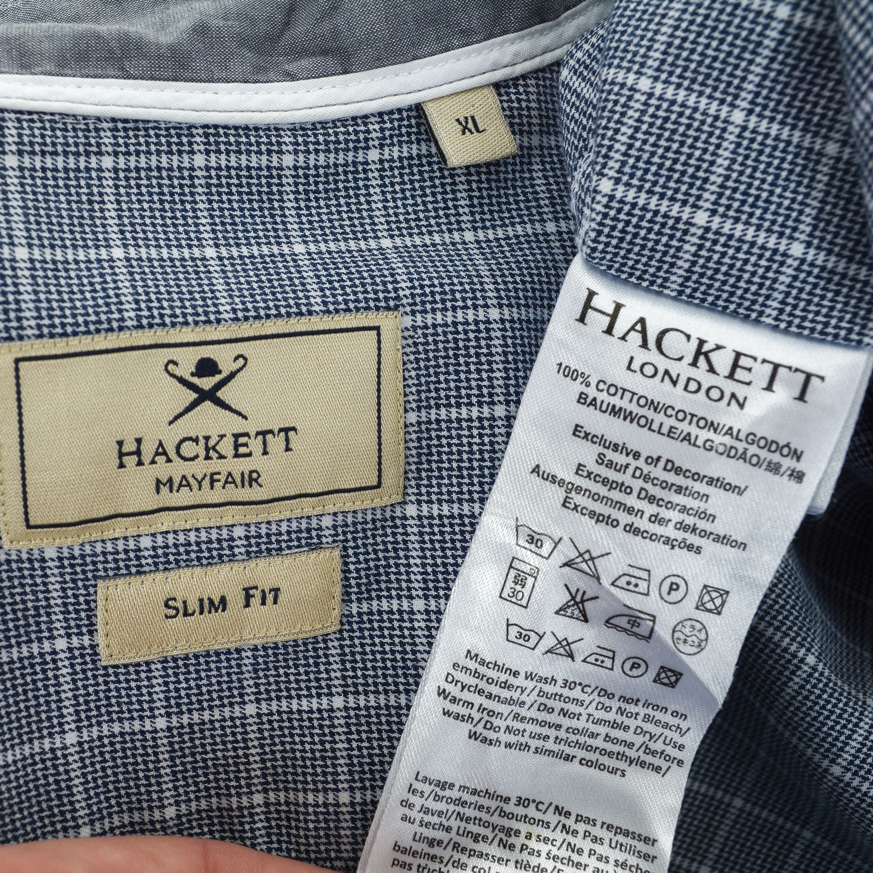 Hackett Mayfair Puppytooth Slim Men Casual Shirt Check Oxford Top Size US XL / EU 56 / 4 - 6 Thumbnail