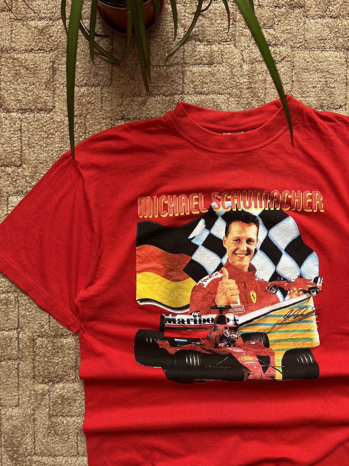 Ferrari Vintage 90's Michael Schumacher Big Logo Ferrari Racing Tee Size US L / EU 52-54 / 3 - 3 Thumbnail