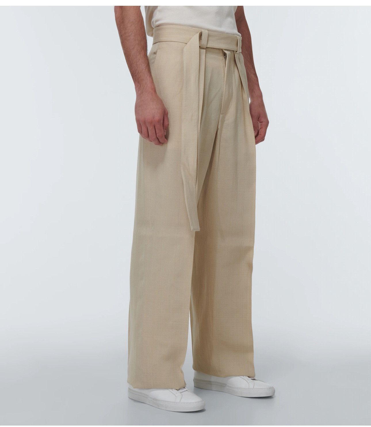 Jil Sander Jil Sander Beige Silk-Viscose Belted Wide-Leg Trousers – 52 Size US 36 / EU 52 - 4 Thumbnail