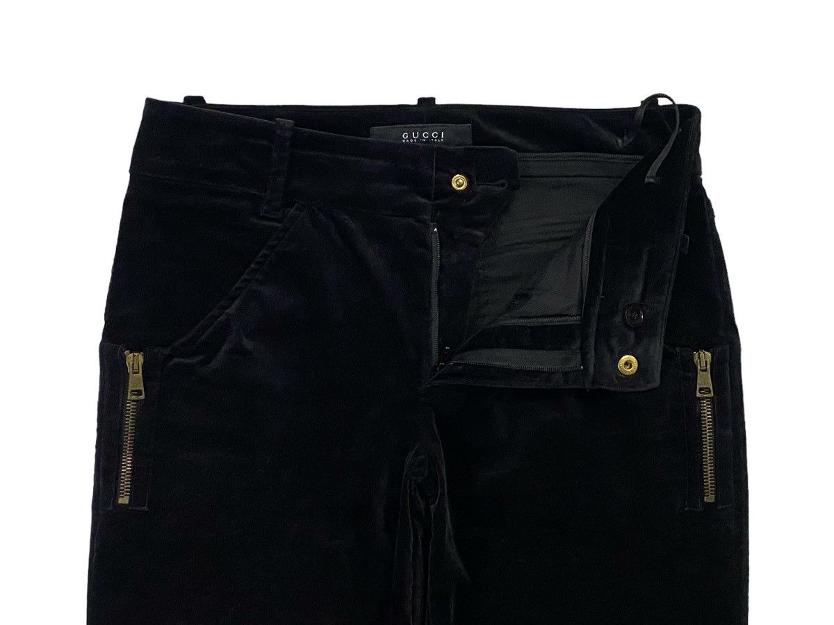 Gucci Gucci Velvet GG Interlock Logo Side Pocket Zip Flare Pants Size 26" / US 2 / IT 38 - 15 Thumbnail