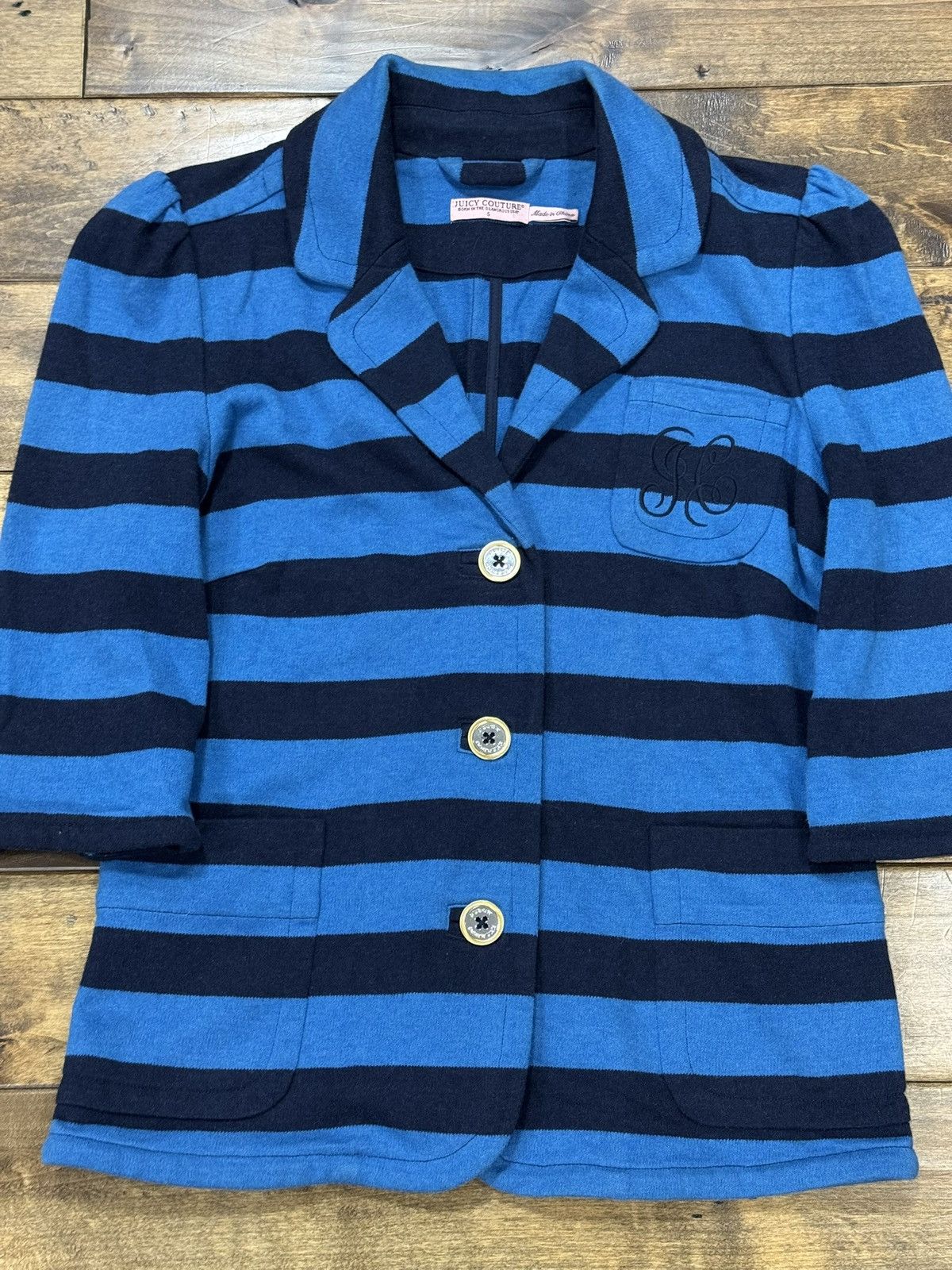 Juicy Couture Y2K Juicy Couture blue striped wool blazer/sweater Size S / US 4 / IT 40 - 3 Thumbnail