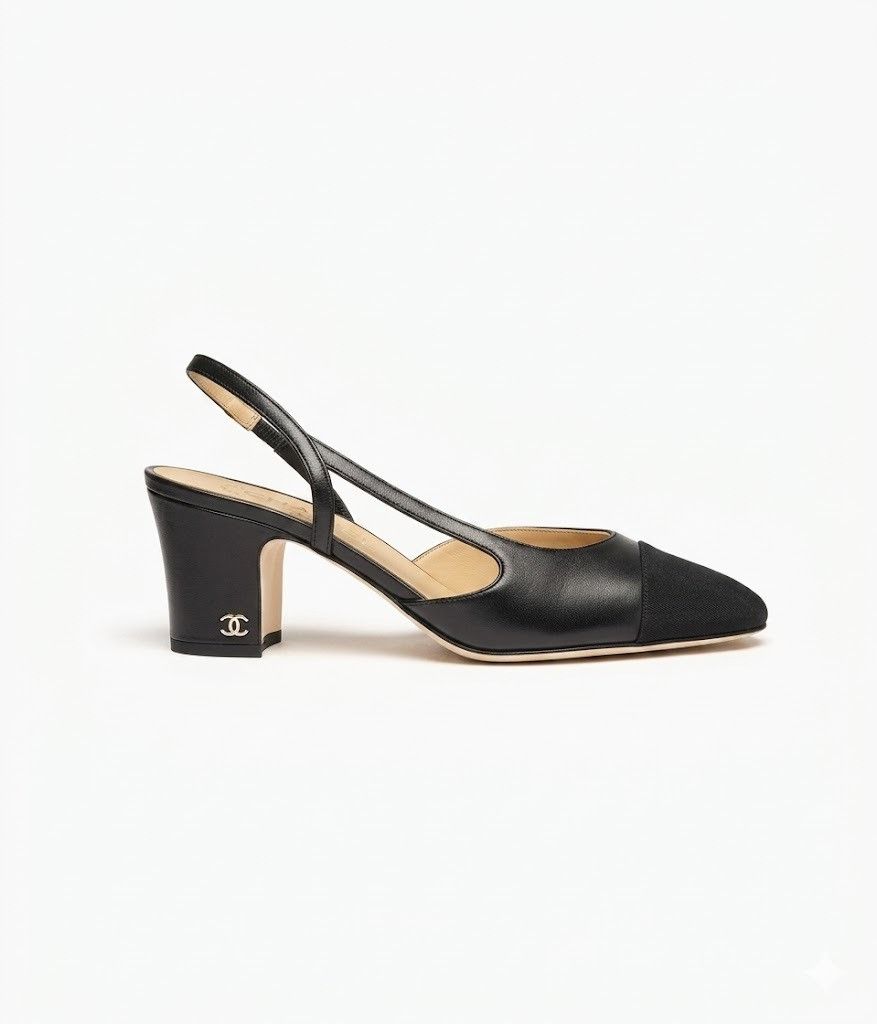 Chanel o1h1sh10526 Goatskin Grosgrain Cap Toe CC Slingback Pumps Size US 6 / IT 36 - 1 Preview