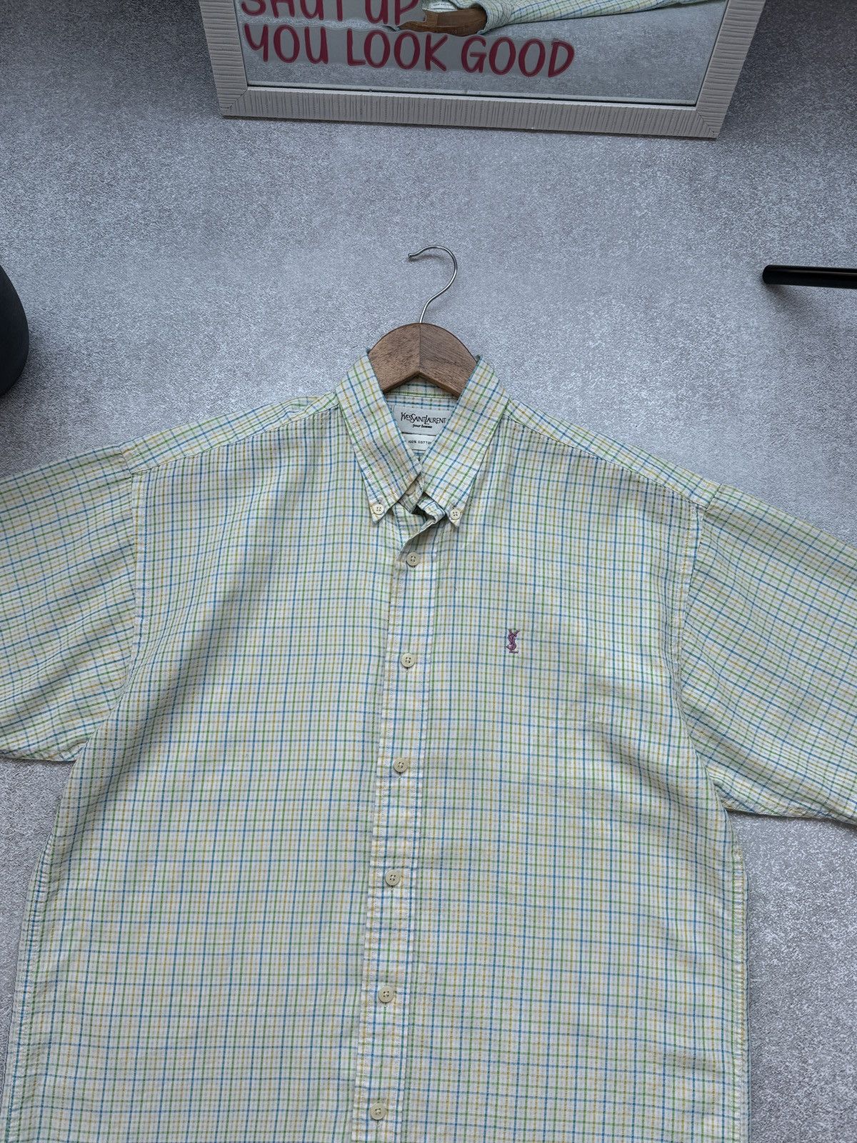 Yves Saint Laurent Yves Saint Laurent Men’s Short Sleeve Shirt Plaid Button Size US L / EU 52-54 / 3 - 3 Thumbnail