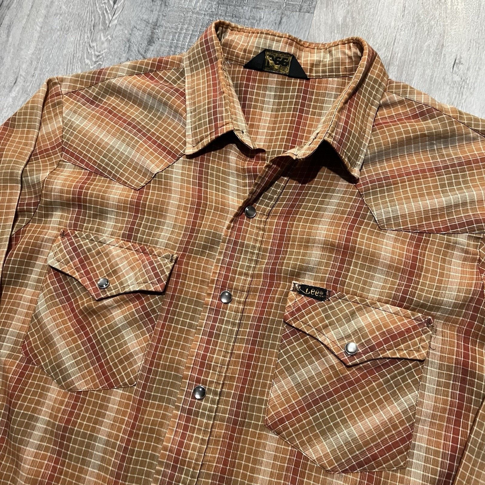 Lee 1970s Lee MR Western Pearl Snap Polyester Long Sleeve Shirt Size US L / EU 52-54 / 3 - 3 Thumbnail