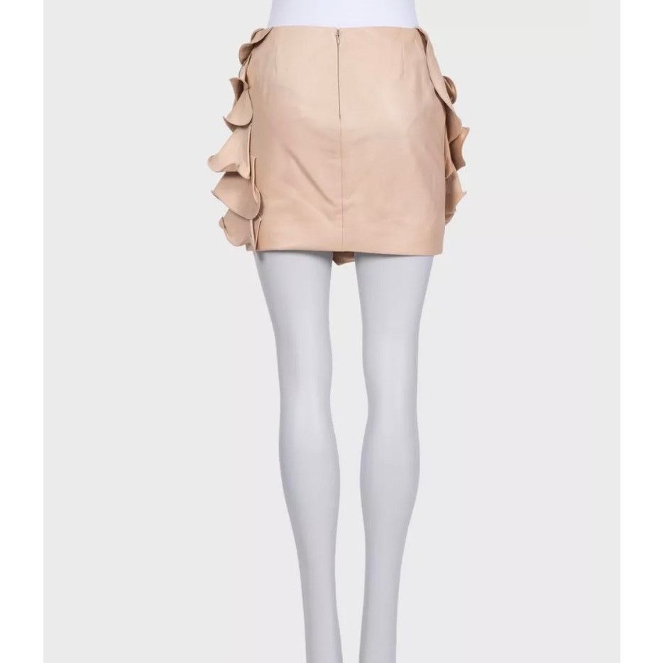 Valentino Valentino Beige Leather & Silk Mini Skirt Size M Size 28" / US 6 / IT 42 - 3 Thumbnail