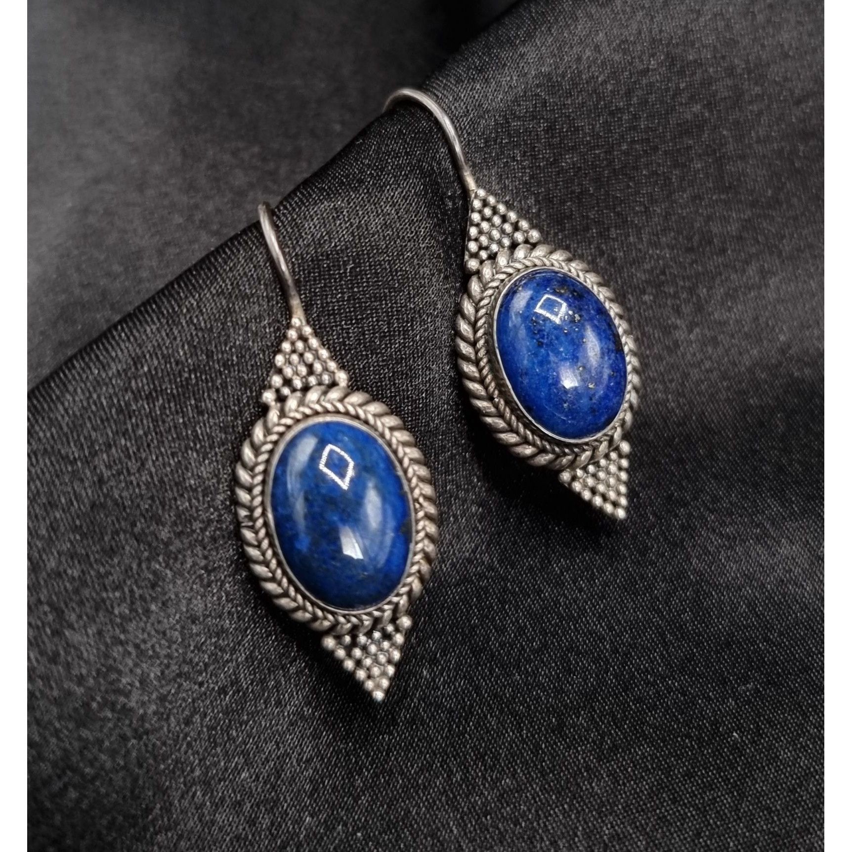 Vintage Early 2000s Lapis Lazuli 925 Sterling Silver Dangle Earrings Size ONE SIZE - 1 Thumbnail
