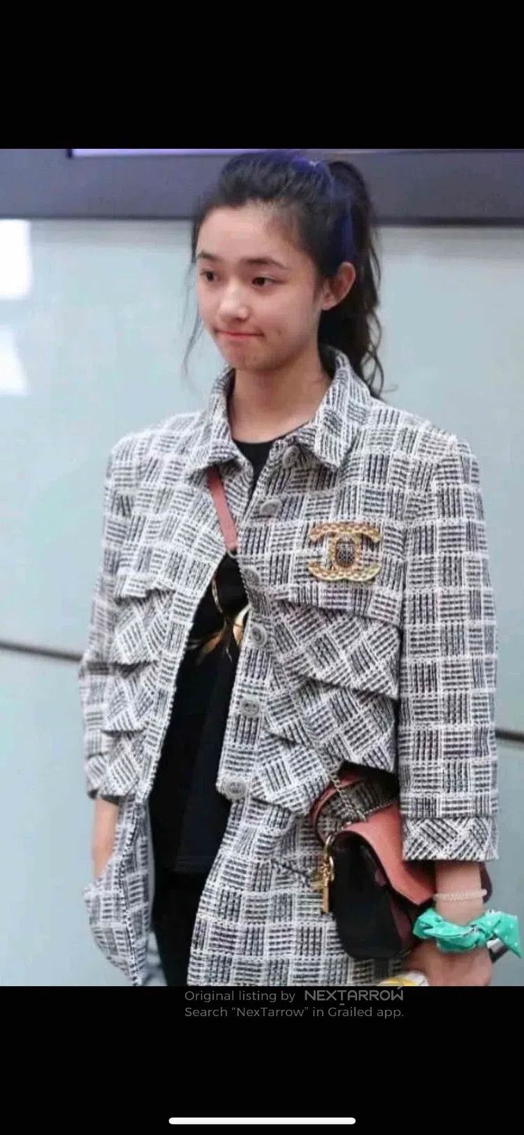 Chanel Chanel Waterfall white checkered lapel hollow buckle glitt Size XS / US 0-2 / IT 36-38 - 7 Thumbnail