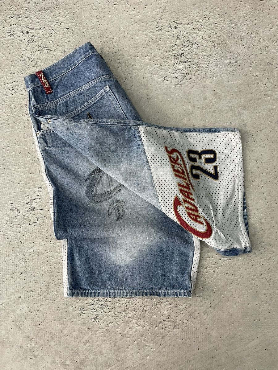 NBA Rare denim distressed NBA JAMES y2k shorts Size US 34 / EU 50 - 12 Thumbnail