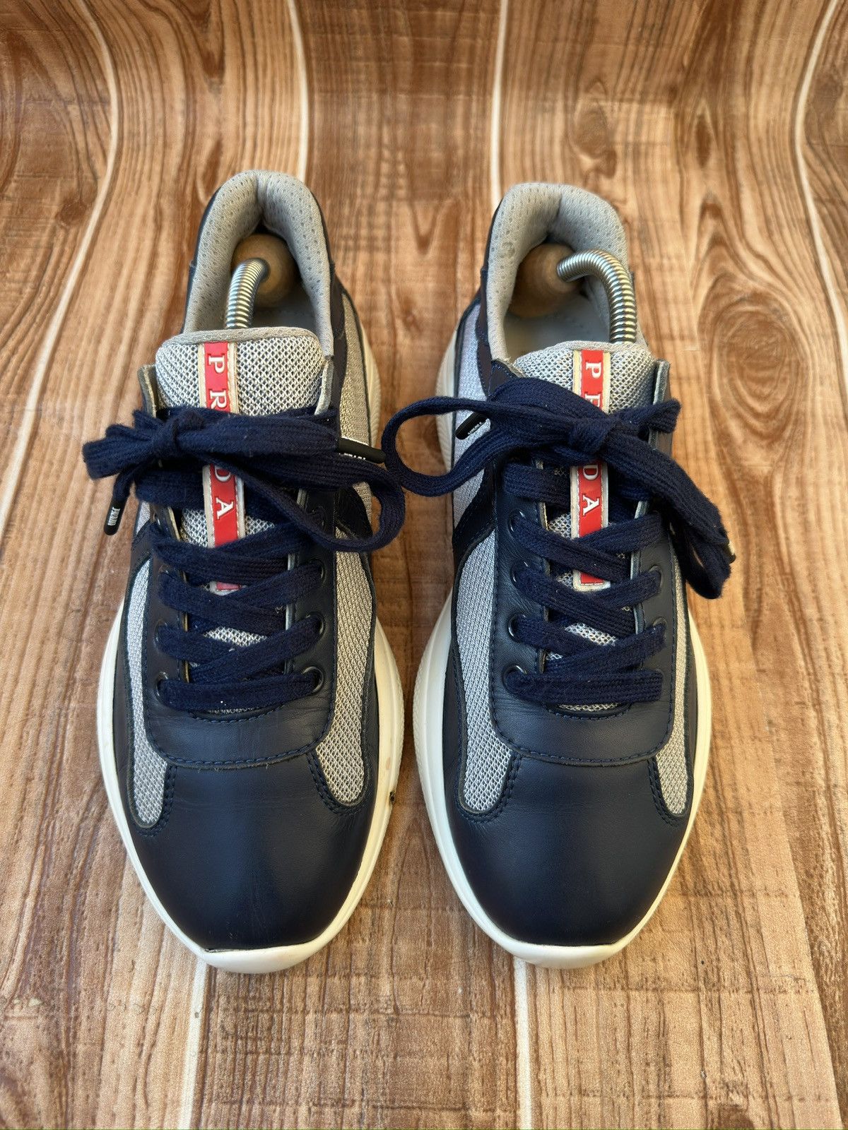 Prada Prada Americas Cup Blue Leather Low Top Sneaks Size US 6 / EU 39 - 3 Thumbnail