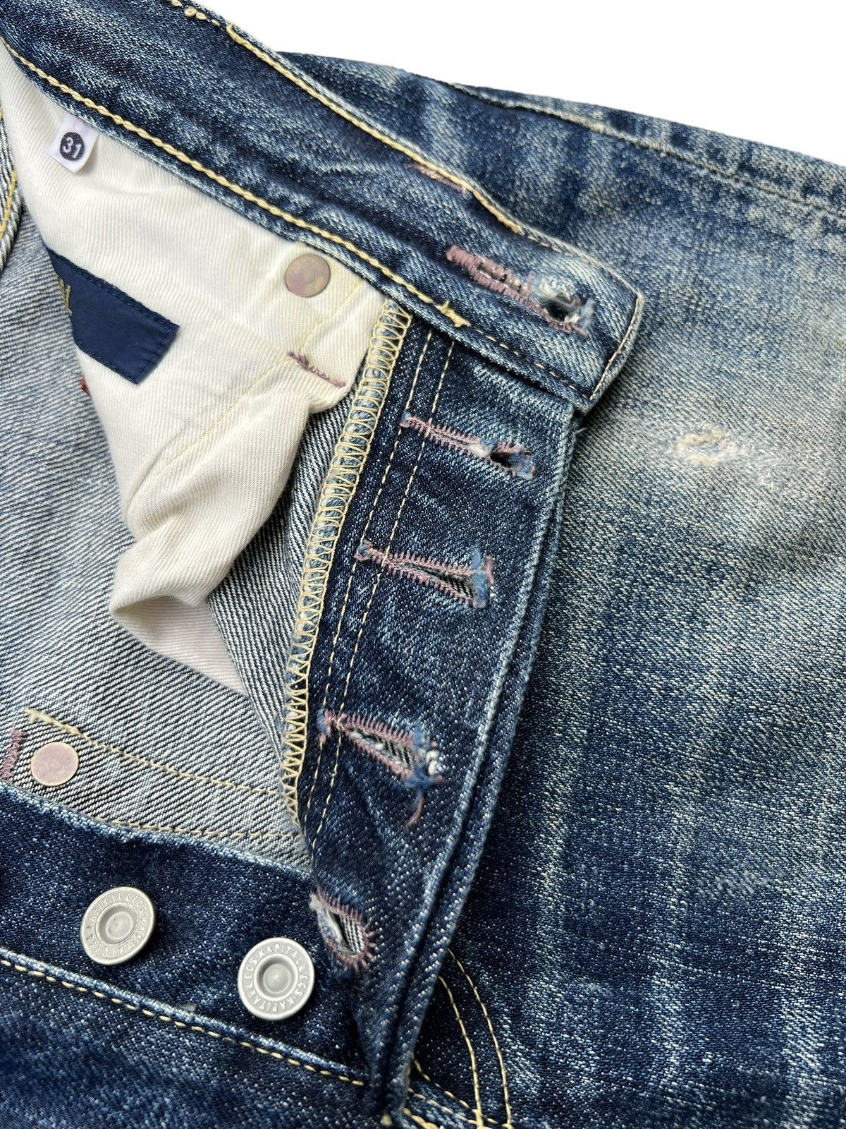 Kapital Kountry Vintage Kapital Distressed Straight Cut Denim Jeans 31x32 Size US 31 - 11 Thumbnail