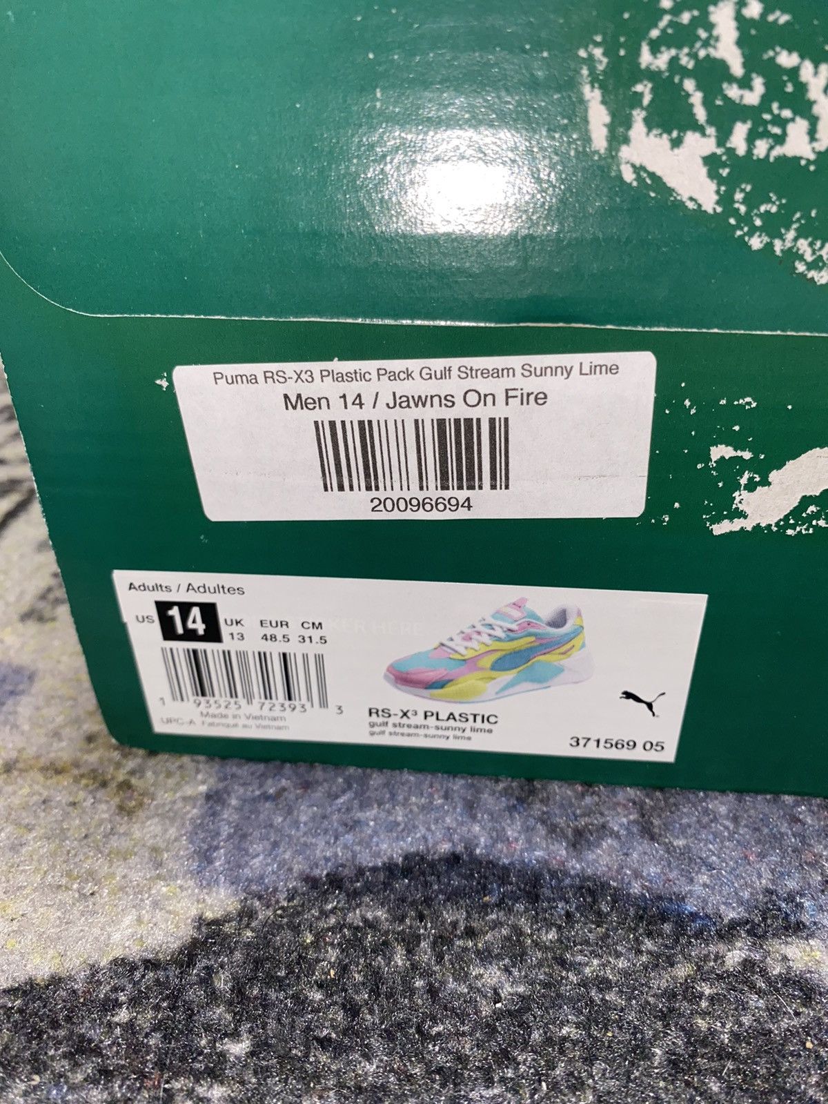 Puma Puma RS-X3 Plastic Gulf Stream Sunny Lime Sneakers Size US 14 / EU 47 - 7 Thumbnail