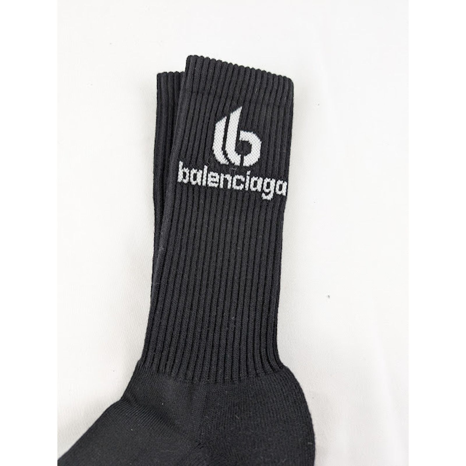 Balenciaga o1rshd1 Q:2 / Size: XL / Cotton Socks Double B Black/White Size ONE SIZE - 4 Thumbnail