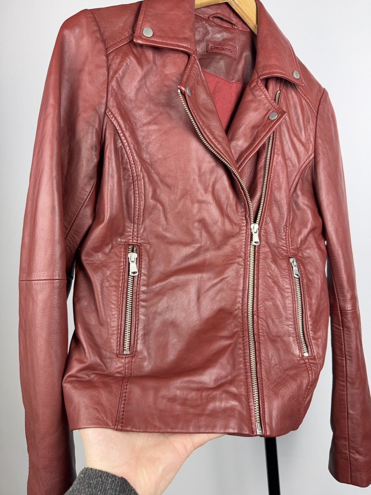 Genuine Leather Avant Garde 00s Red Leather Biker Moto Punk Rock Jacket Size S / US 4 / IT 40 - 6 Thumbnail