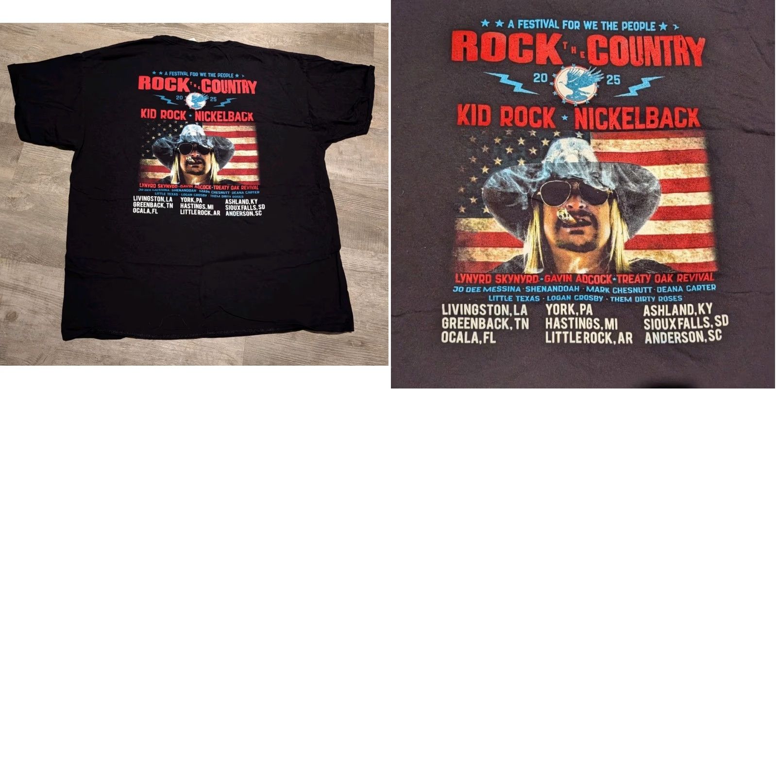 Fruit Of The Loom Kid Rock 2025 Rock The Country W/ Nickelback Rock Band Shirt XL Adult Black Size US XL / EU 56 / 4 - 8 Thumbnail