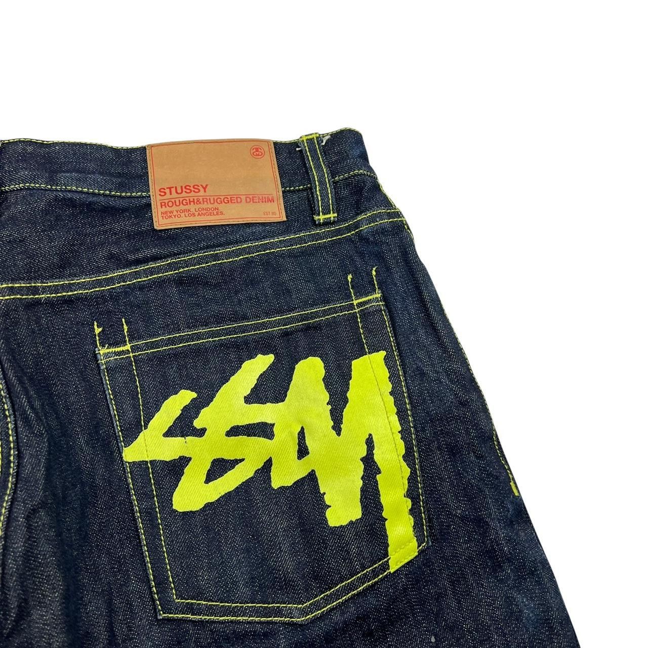Stussy Vintage 2000s Stussy Spellout Denim Shorts / Jorts Waist 35 Size US 35 - 4 Thumbnail