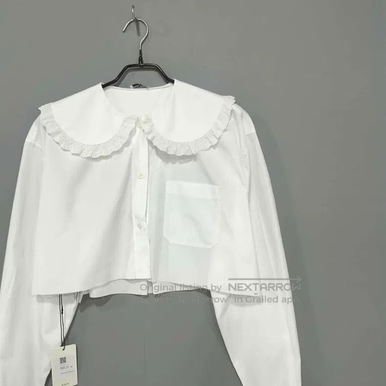 Miu Miu Miu Miu 38 Petal collar back letter logo shirt Size M / US 6-8 / IT 42-44 - 2 Thumbnail