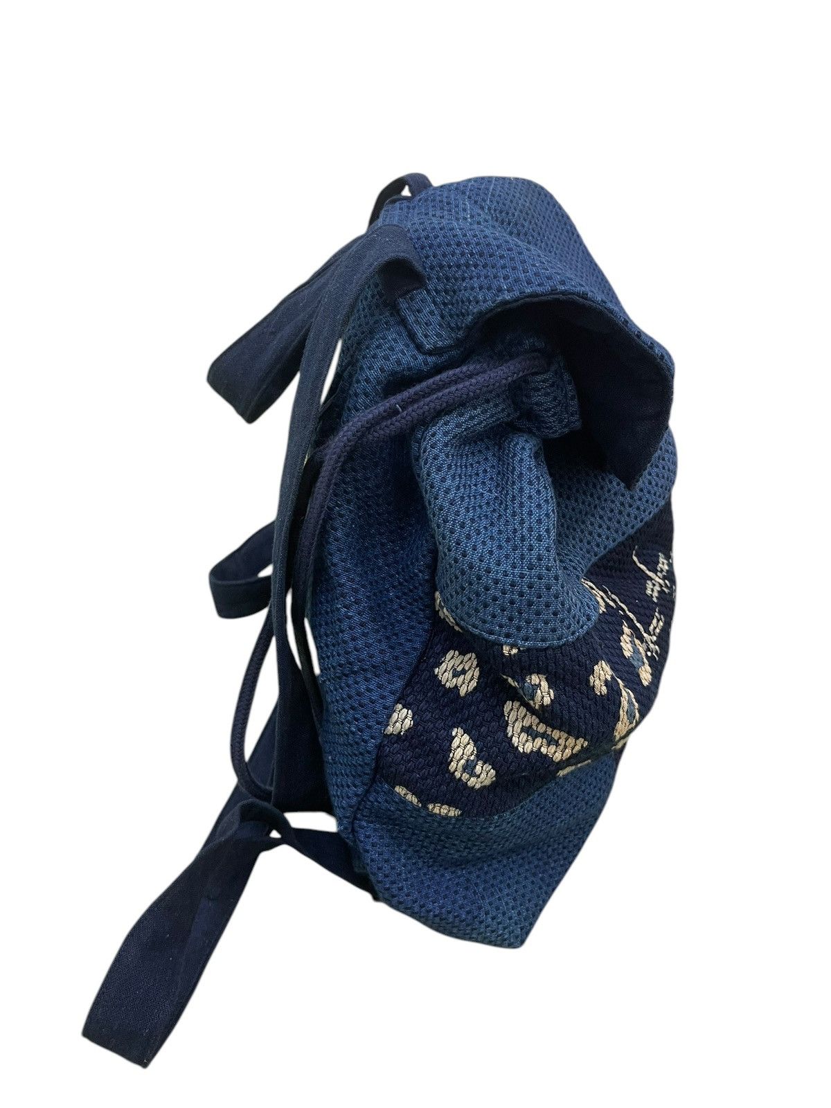 Handmade Indigo Blue Japan Craft Woven Sashiko Backpack Bag 1🟩5 Size ONE SIZE - 12 Thumbnail