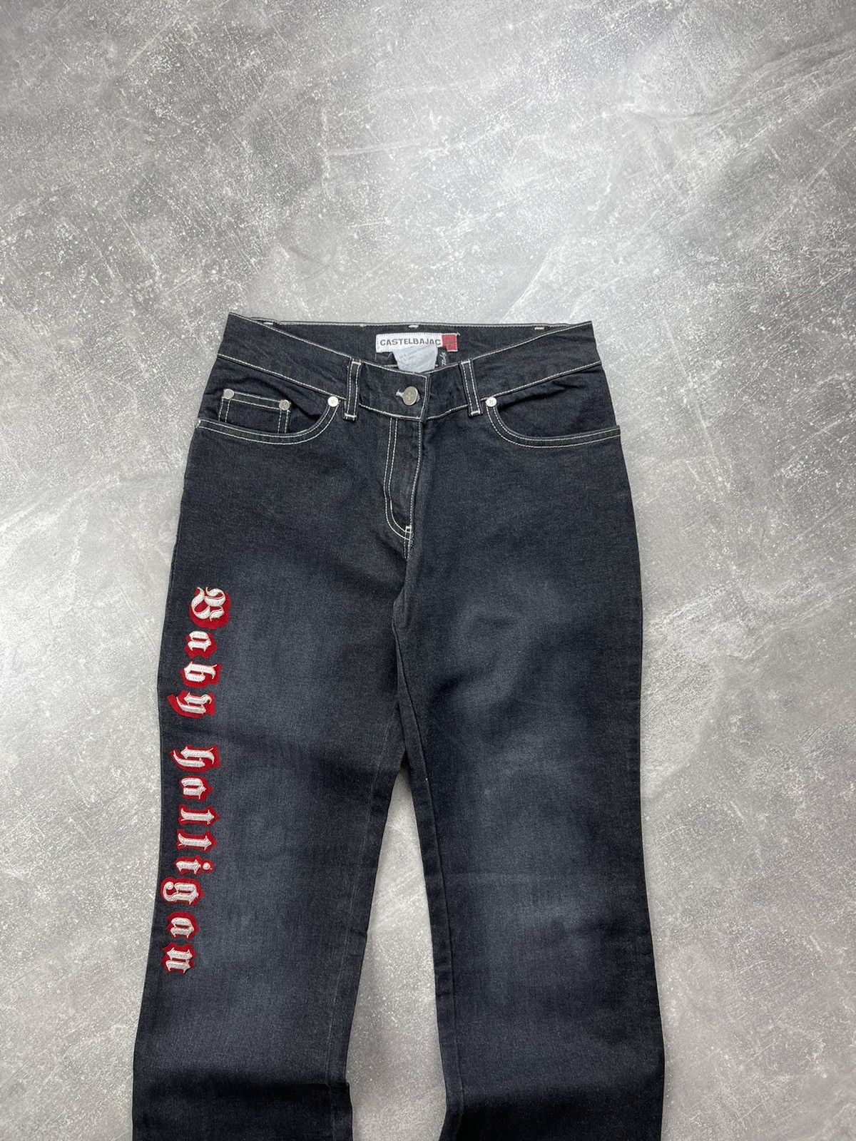 Jean Charles De Castelbajac × Vintage JC de Castelbajac Vintage 90s Y2K Flared Gray Jeans Size 27" / US 4 / IT 40 - 4 Thumbnail